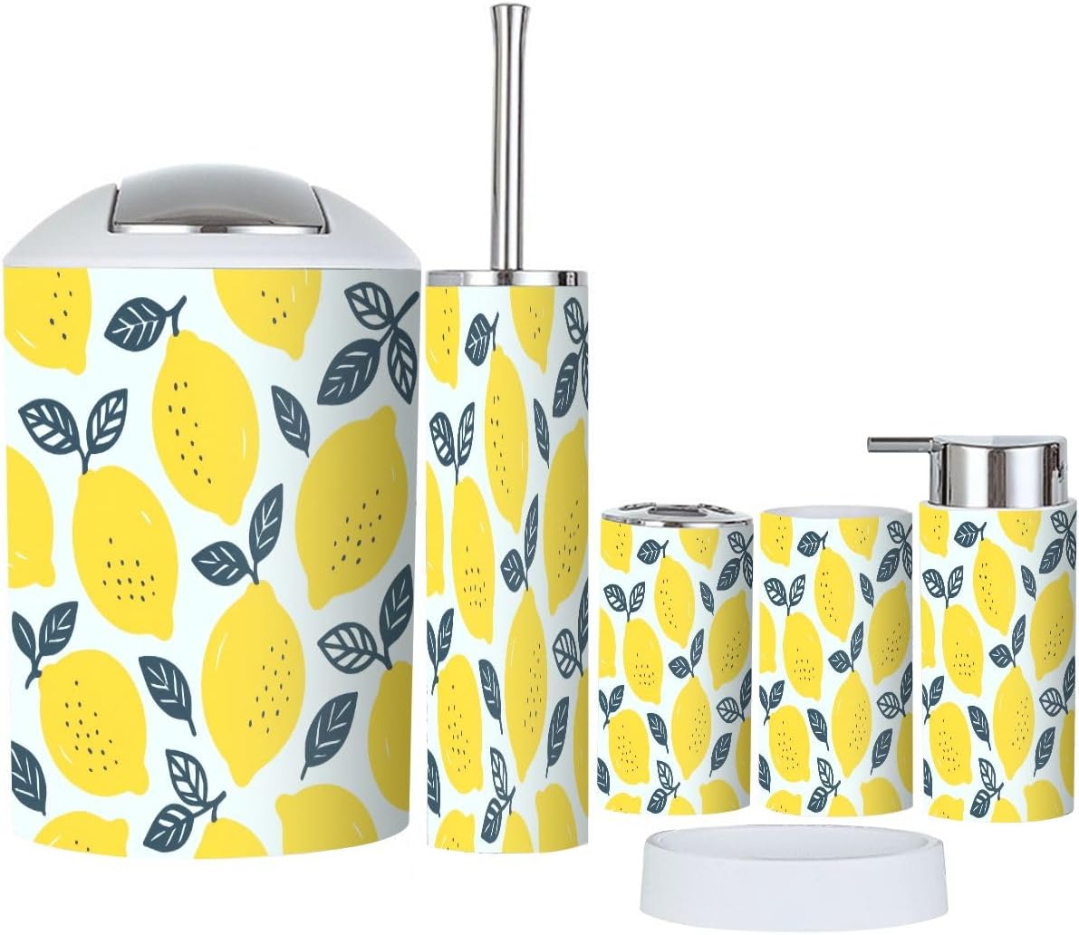 Boho Fresh Lemons Bathroom Accessory Set 6 Piece