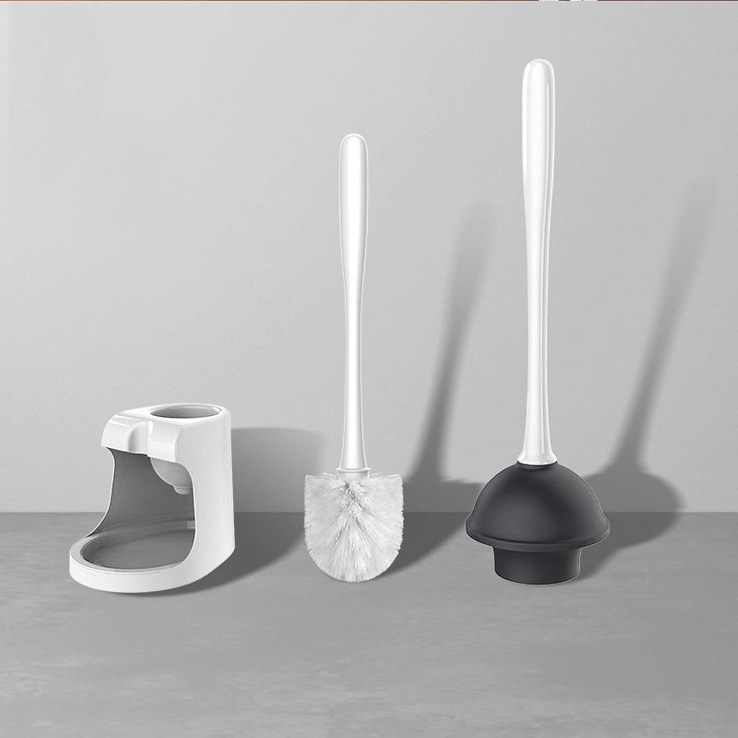 YQBUER Toilet Brush with Holder and Dredge - White Deep Cleaning Kit