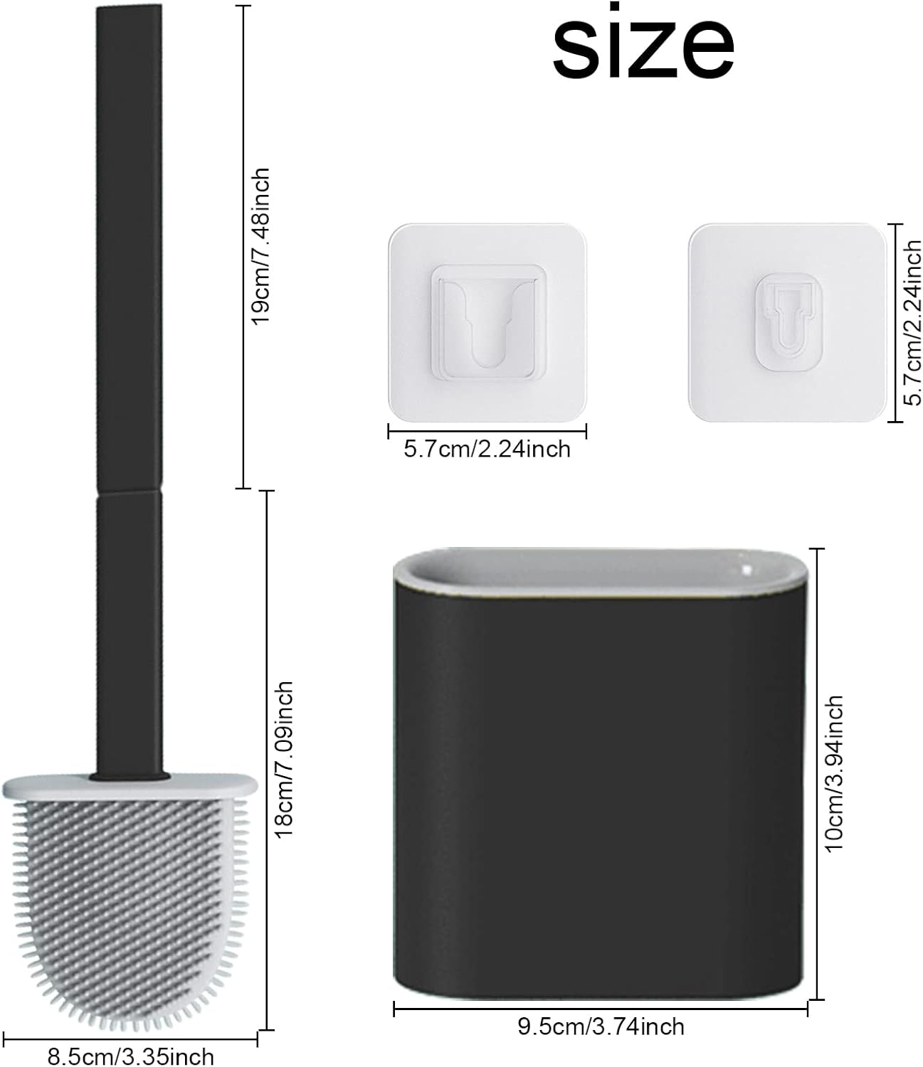 Toilet Brush and Holder Set with Anti-drip Base and No-Slip Handle
