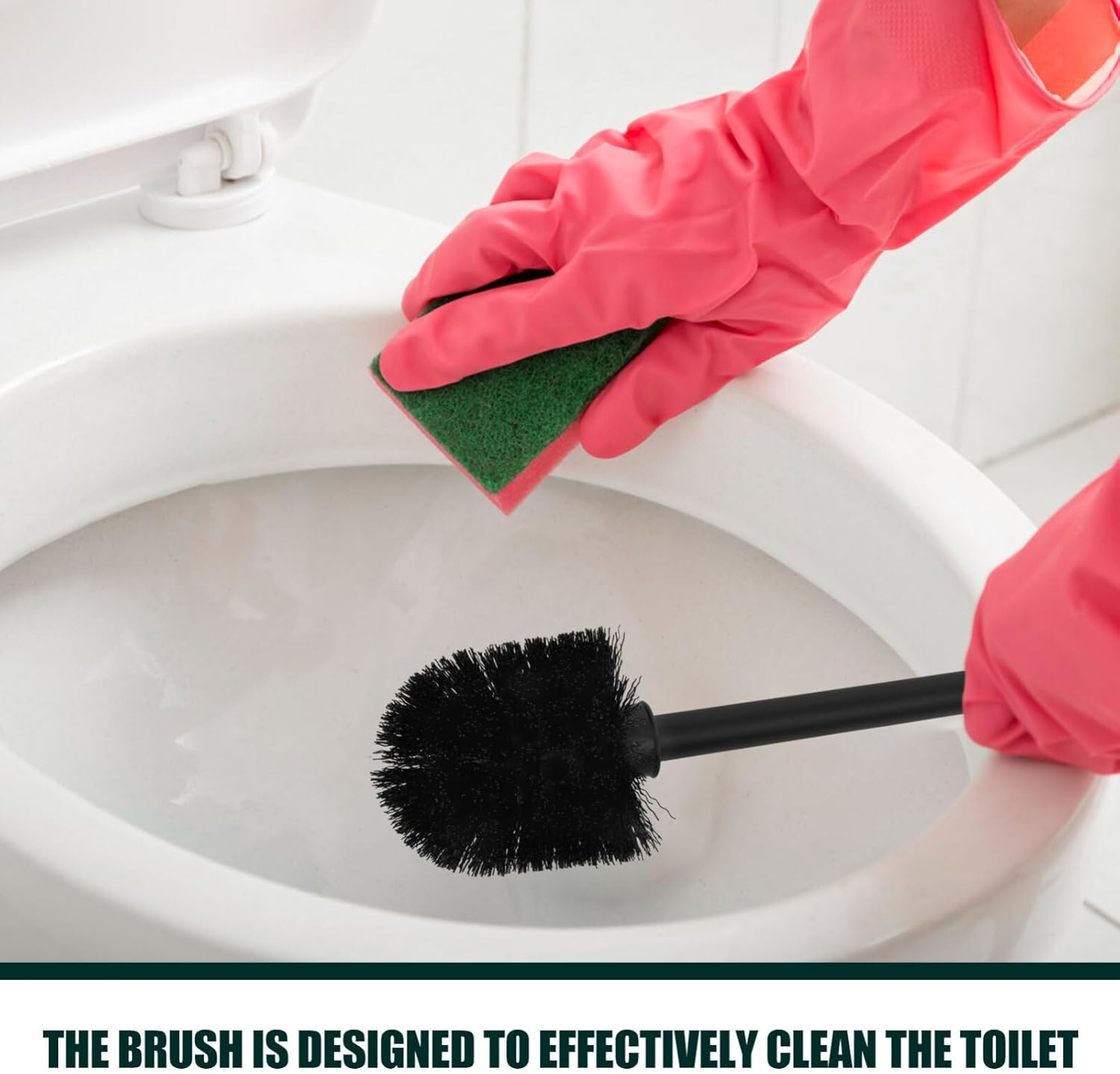 Toilet Brush and Plunger Set with Hidden Holder