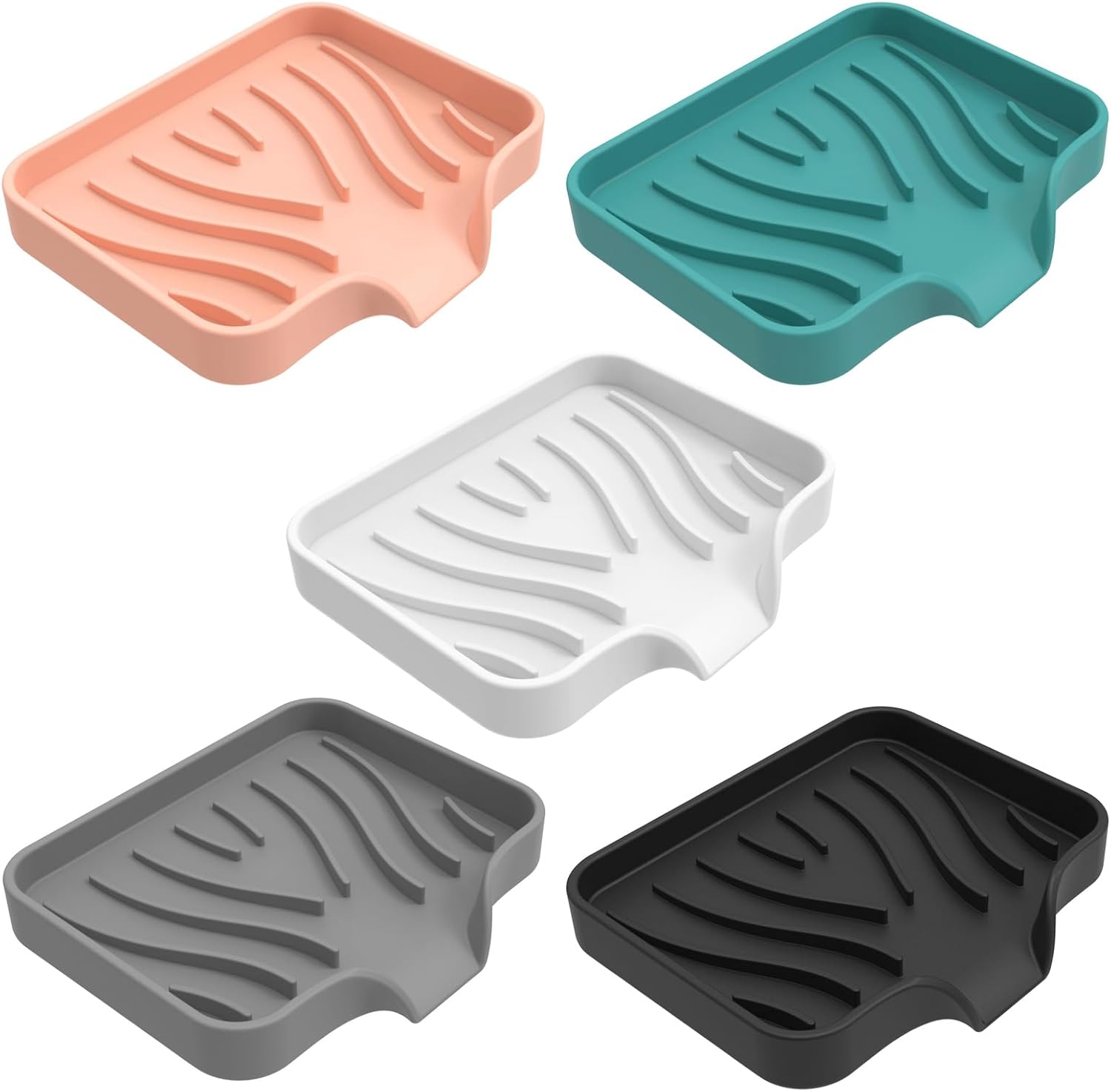 Kitchen Sink Soap Sponges Tray Self Draining Silicone Soap Holder