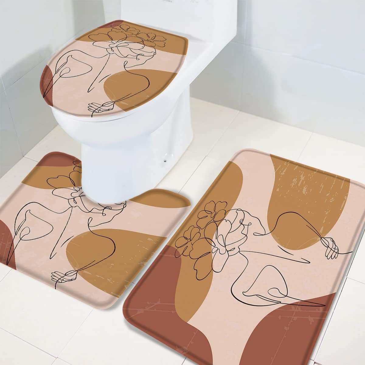 YESOF66 3 Piece Bathroom Rug Set with Non-Slip Mats 1