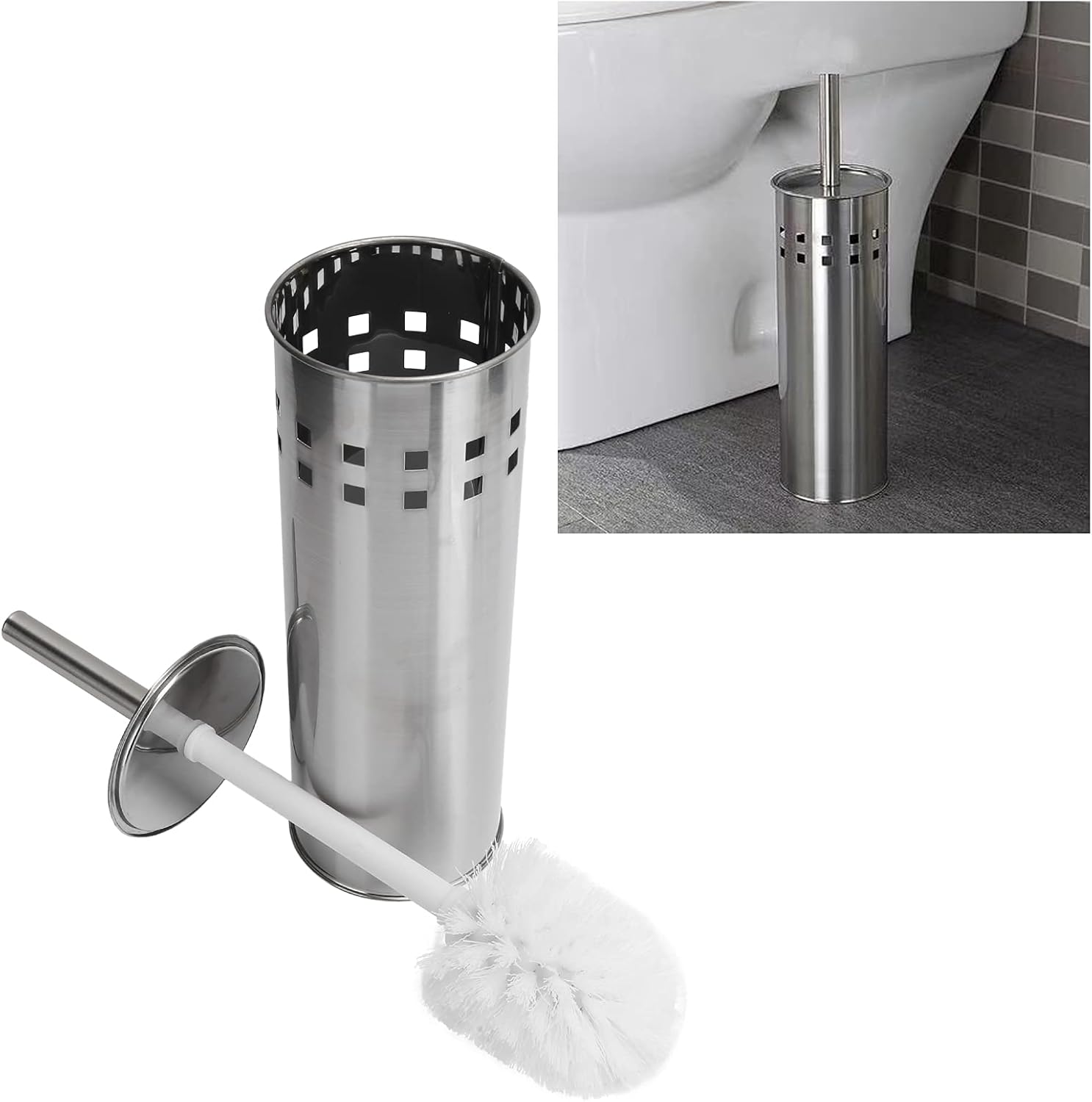 Kuuleyn Toilet Brush and Vented Holder Set