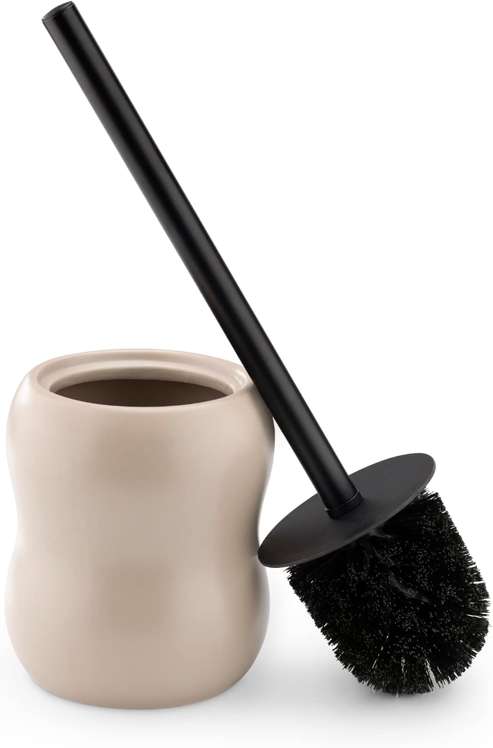 Navaris Toilet Brush Ceramic Holder Set - Beige 1