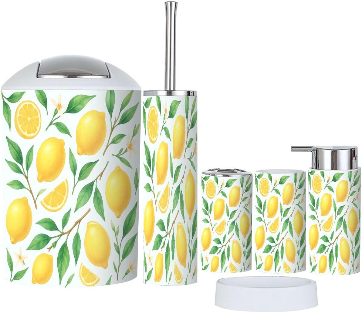 Boho Bathroom Accessory Set 6 Piece Lemon Design