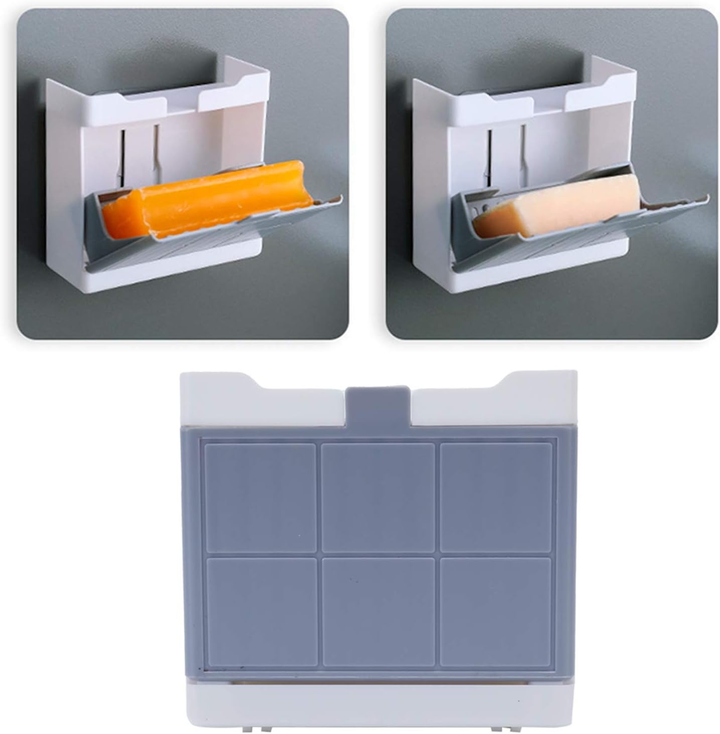 Fafeicy Gray Single Grid Shower Caddy with Drain Drawer and Hooks