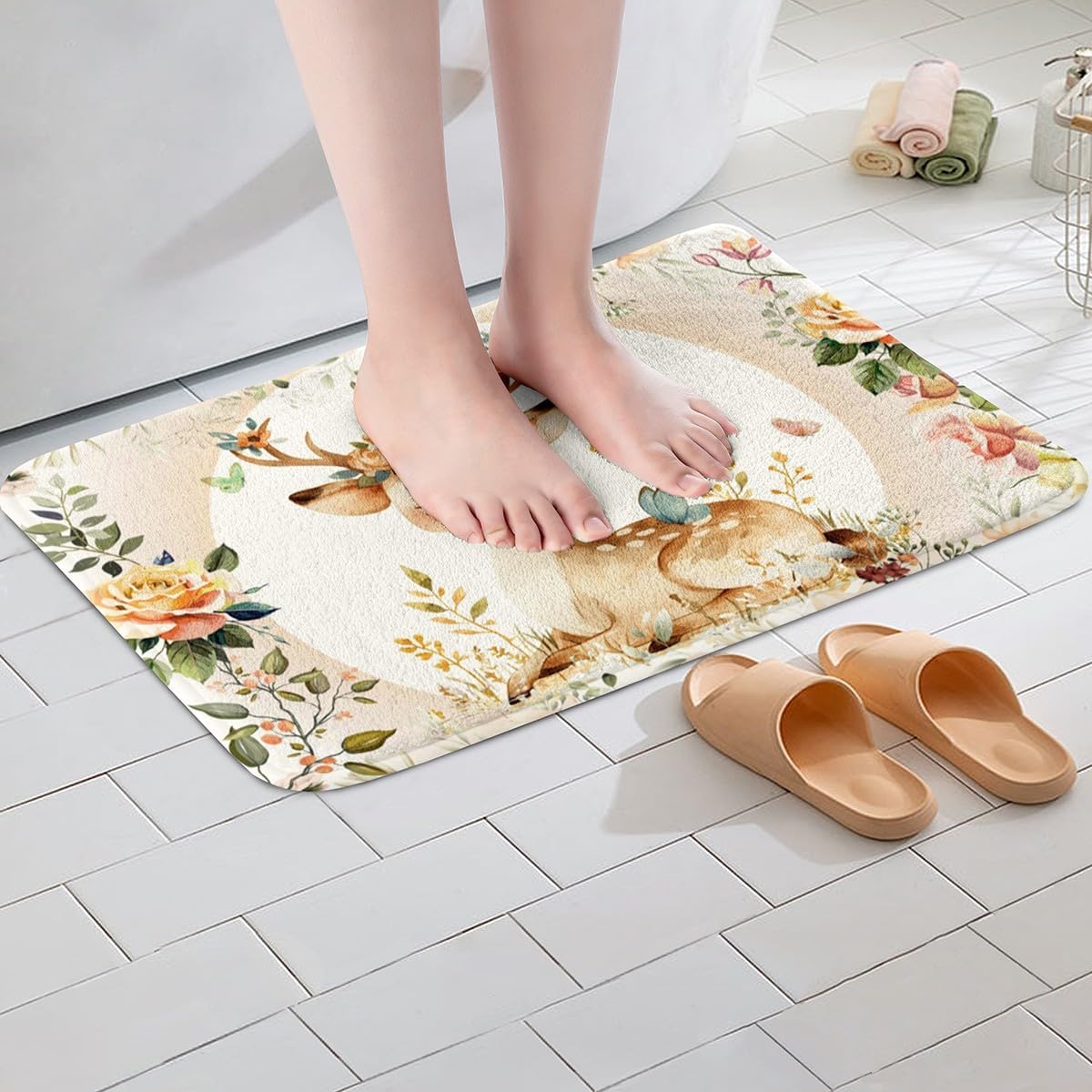 Feelyou Kids Deer Butterfly Bath Rug 16x24 1