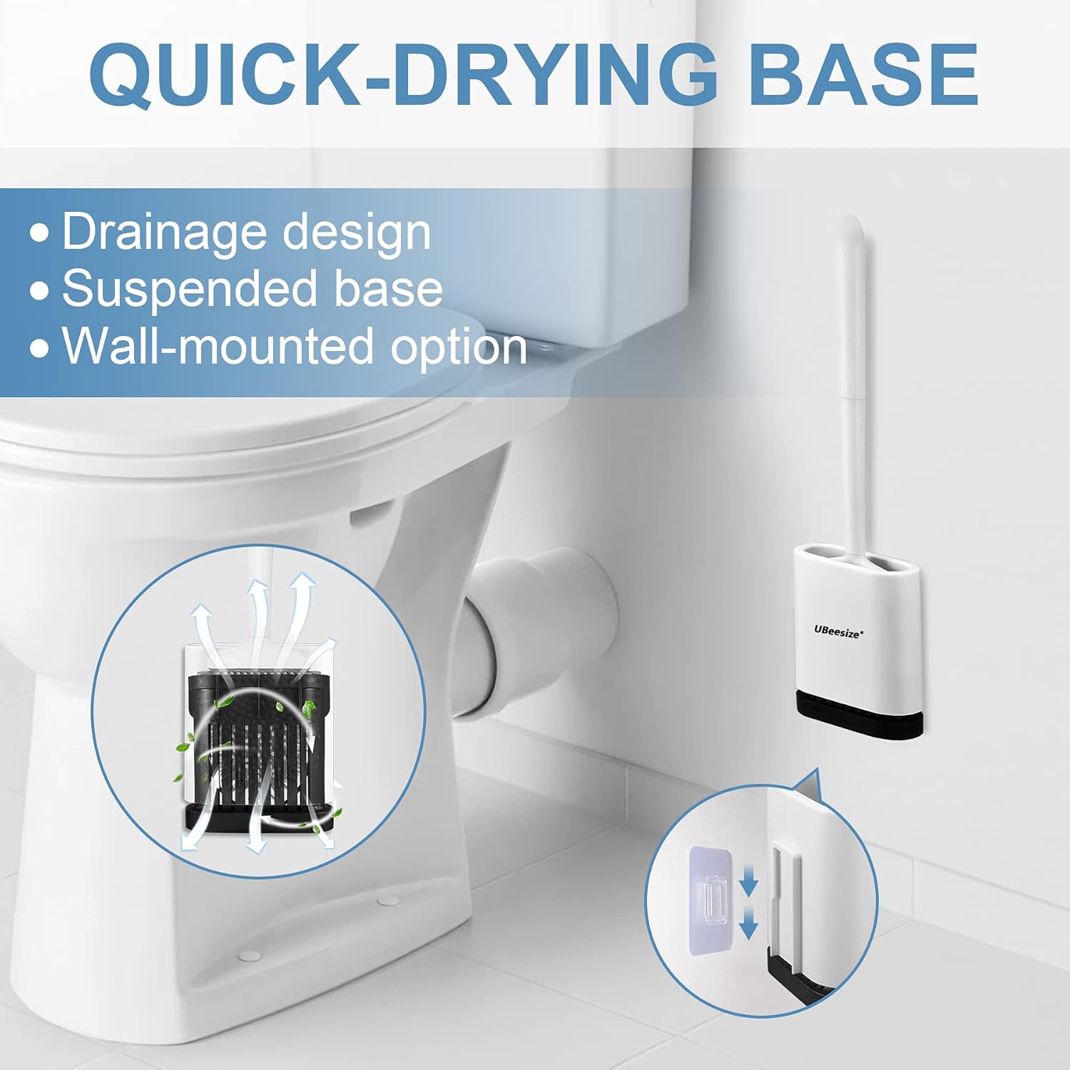 UBeesize Toilet Brush with Silicone Bristles and Quick-Drying Holder
