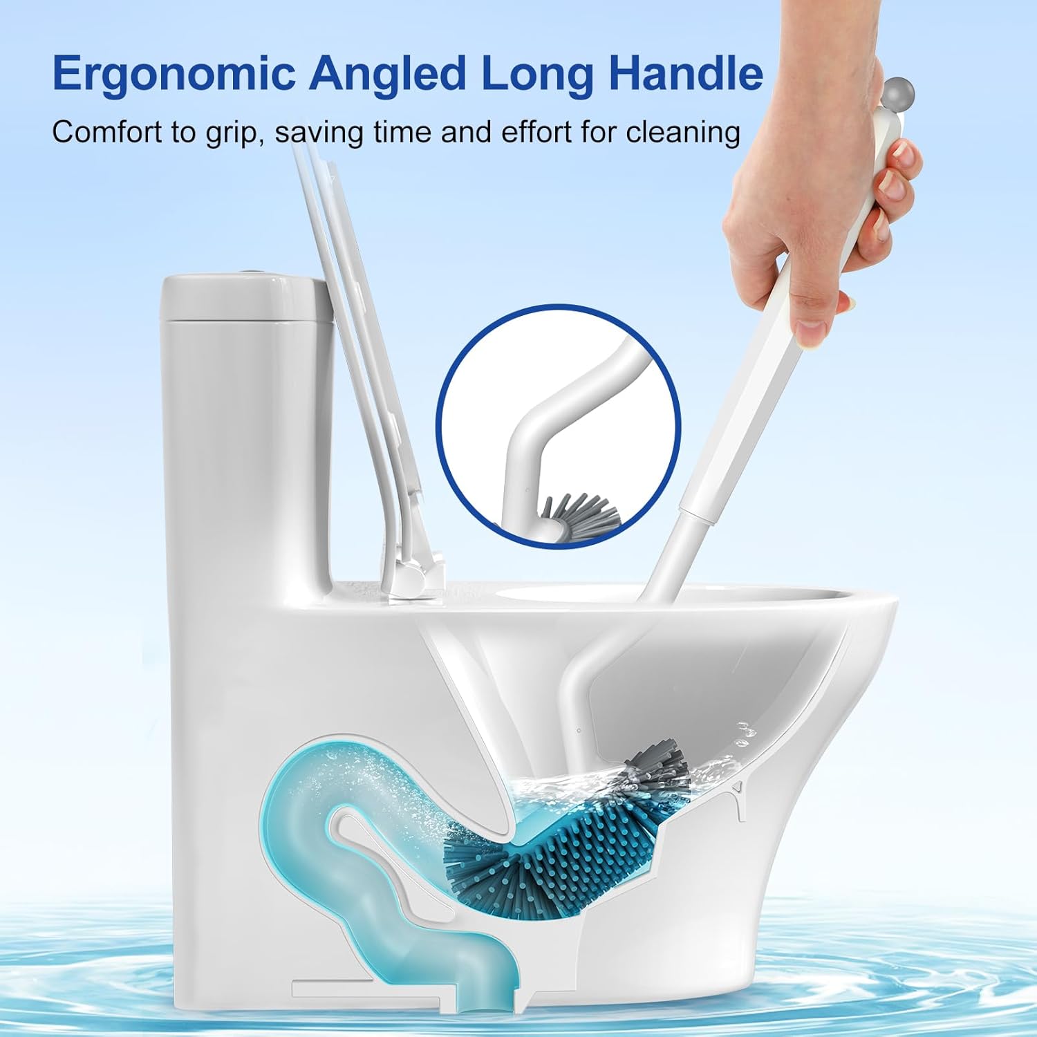 HAMITOR Toilet Brush Holder Set with Curved Bristles