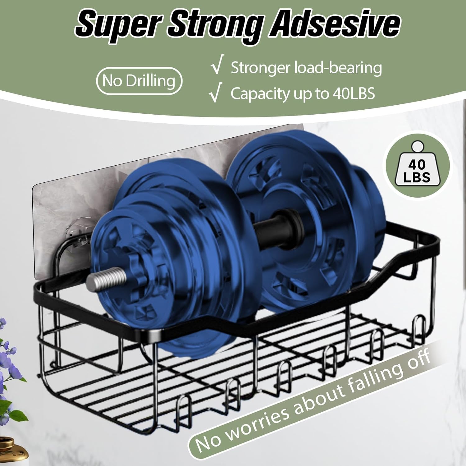GeluEla 5 Pack Adhesive Shower Caddy Set