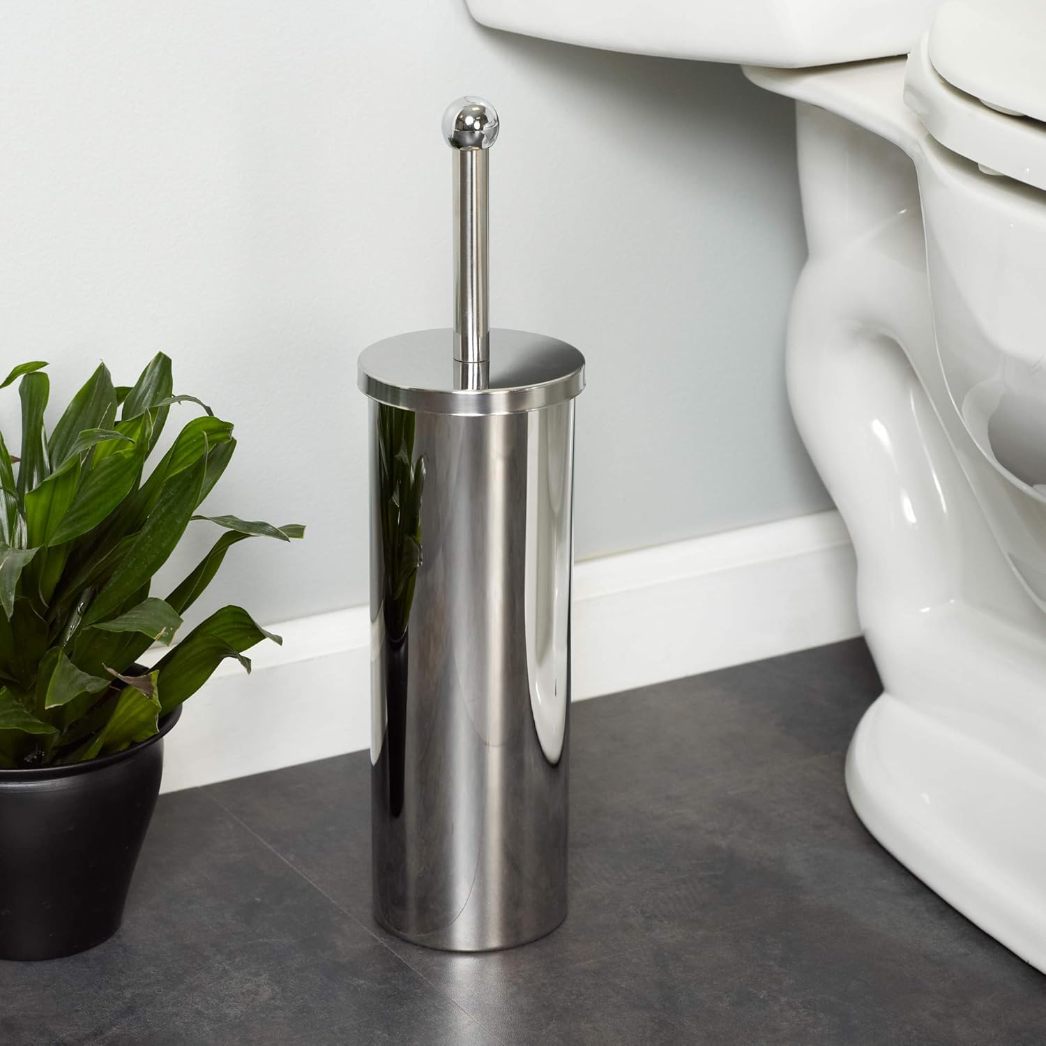 Zenna Home Toilet Brush Holder Set with Stainless Steel Brush