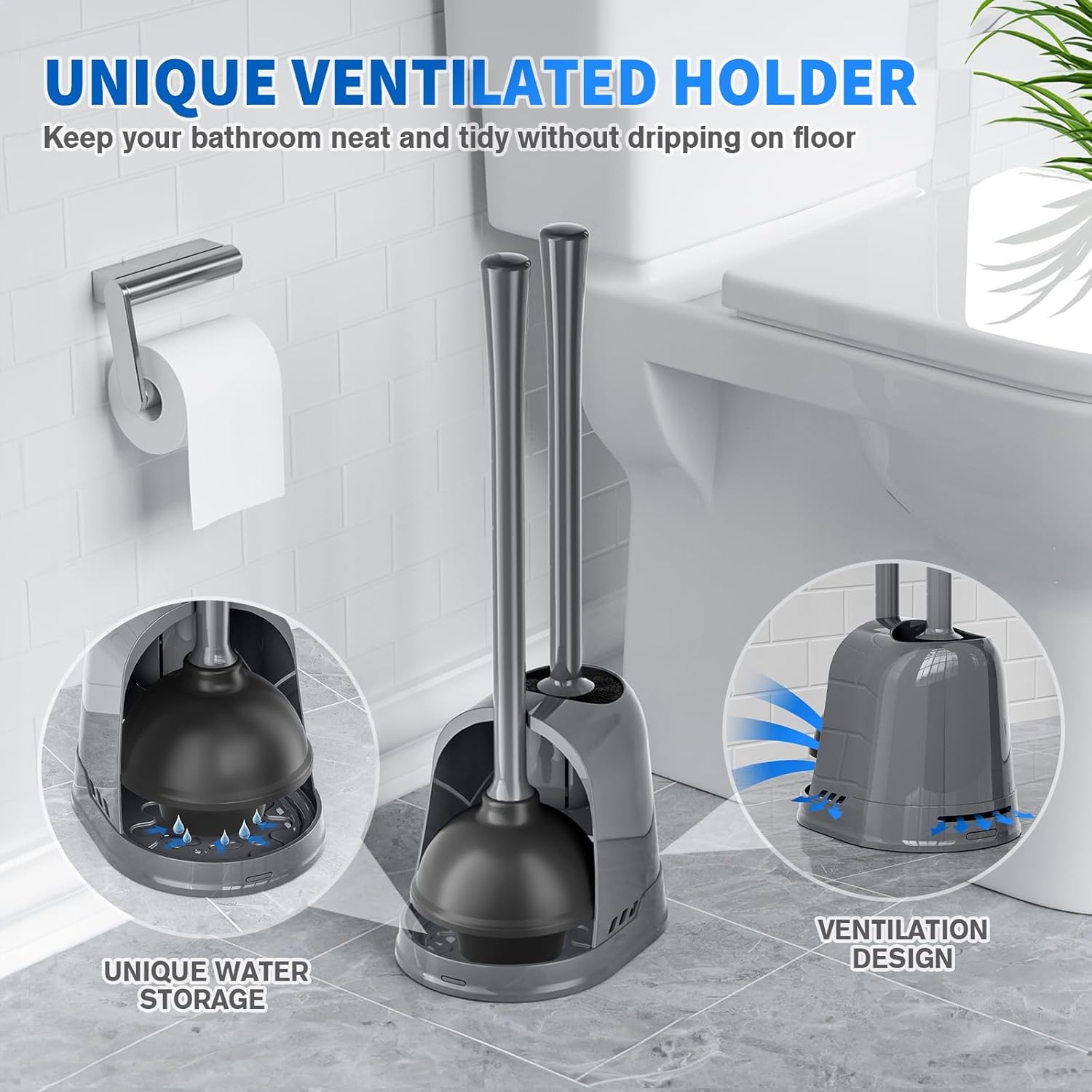 LOVLOY 2-in-1 Toilet Plunger and Brush Set