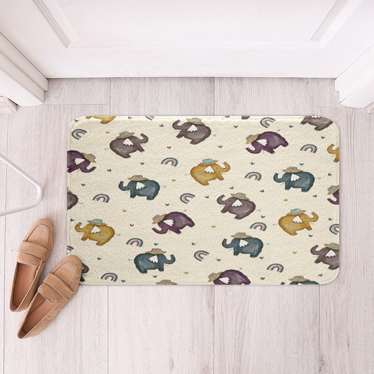 Manfei Cartoon Elephant Kids Bath Mat 16x24 Inches