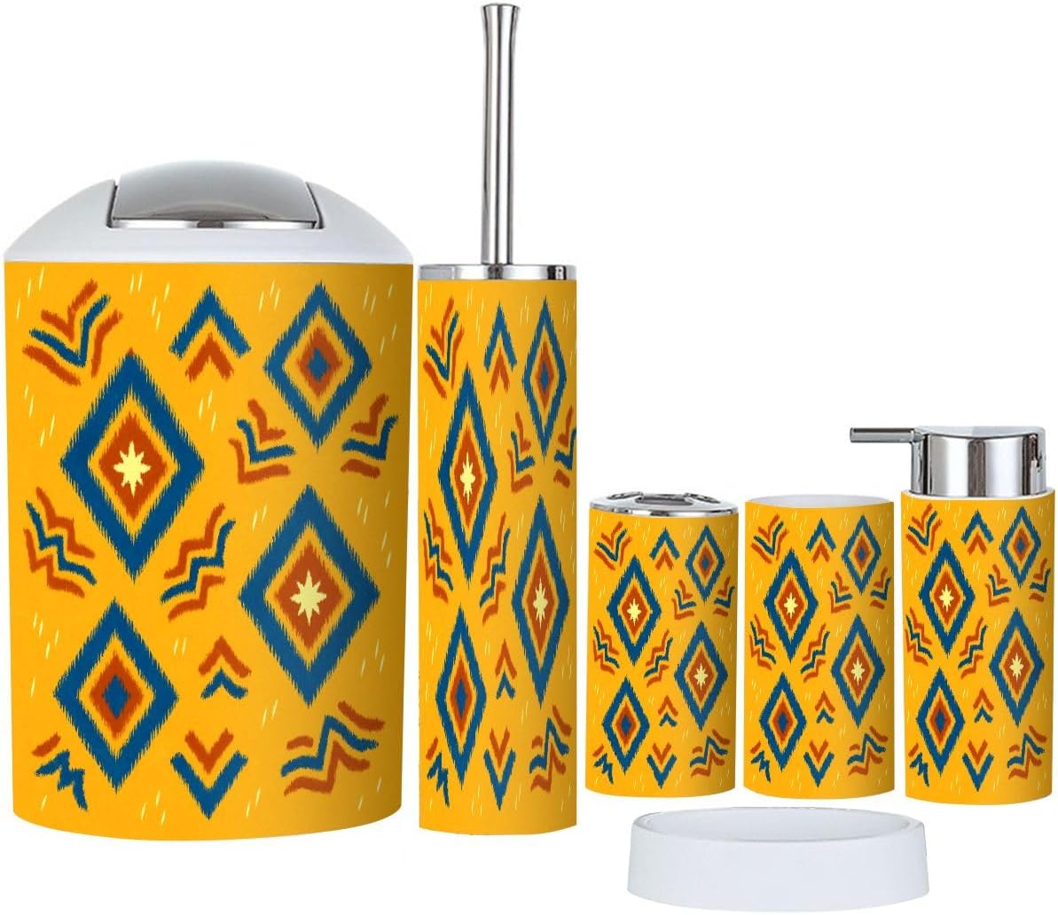 Boho Paisley Bathroom Accessory Set 6 Piece