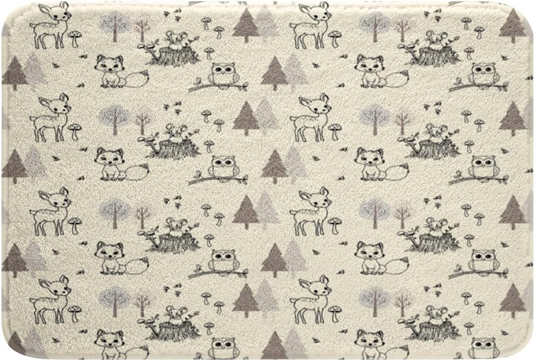 Jejeloiu Kids Wild Animals Bath Mat 16x24