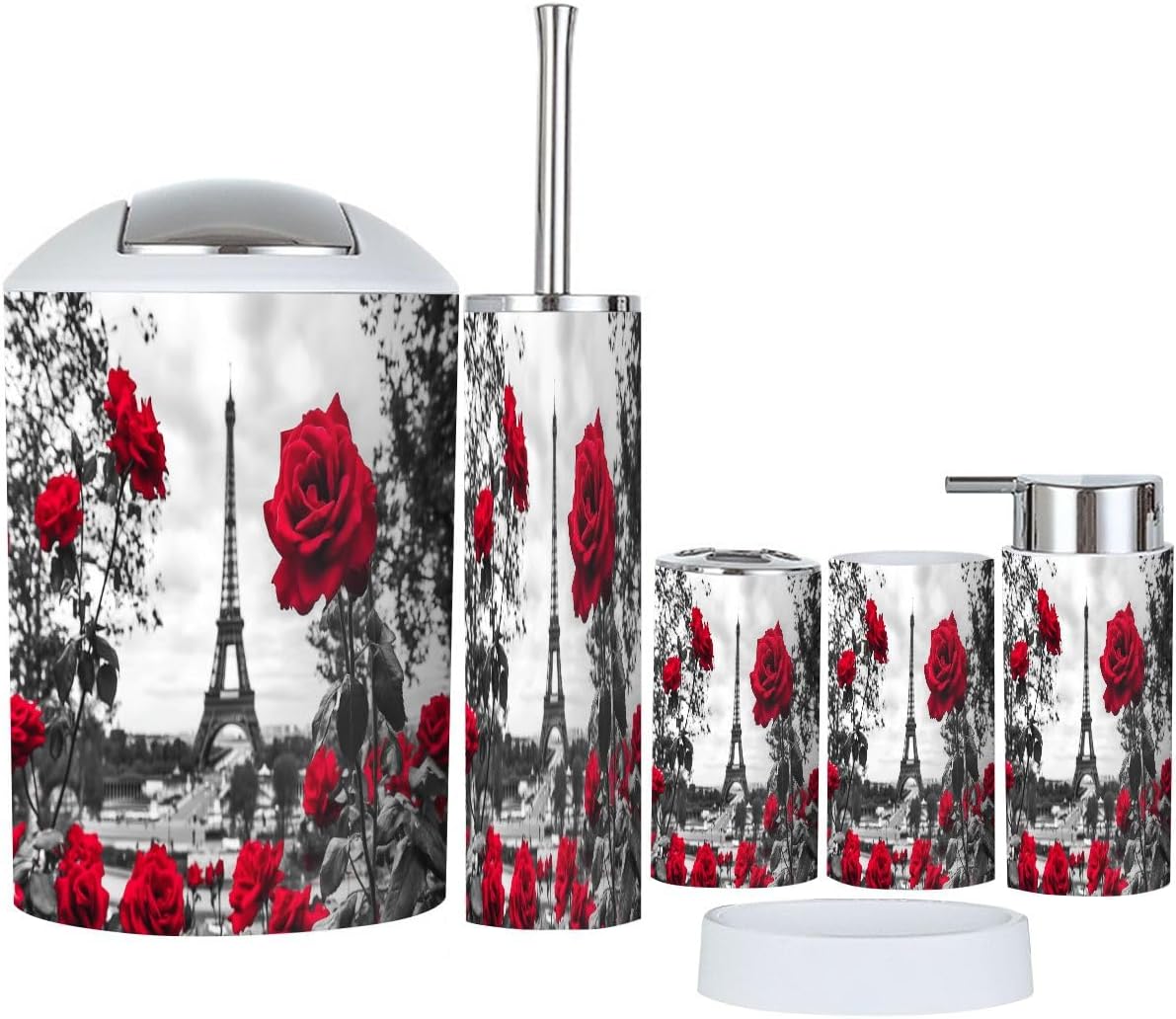 Boho Bathroom Accessory Set 6 Piece Modern