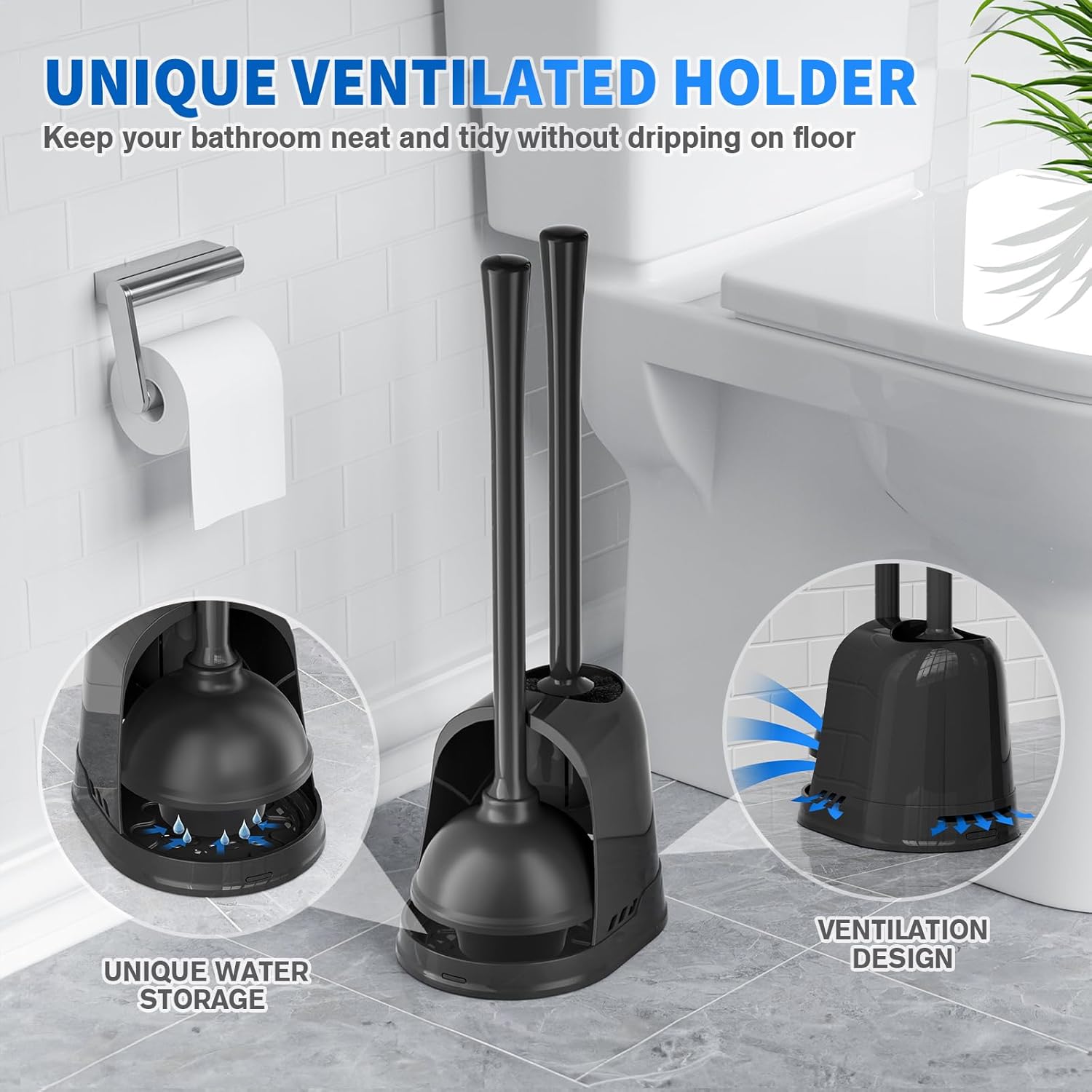 LOVLOY 3PCS Toilet Plunger and Brush Set 1
