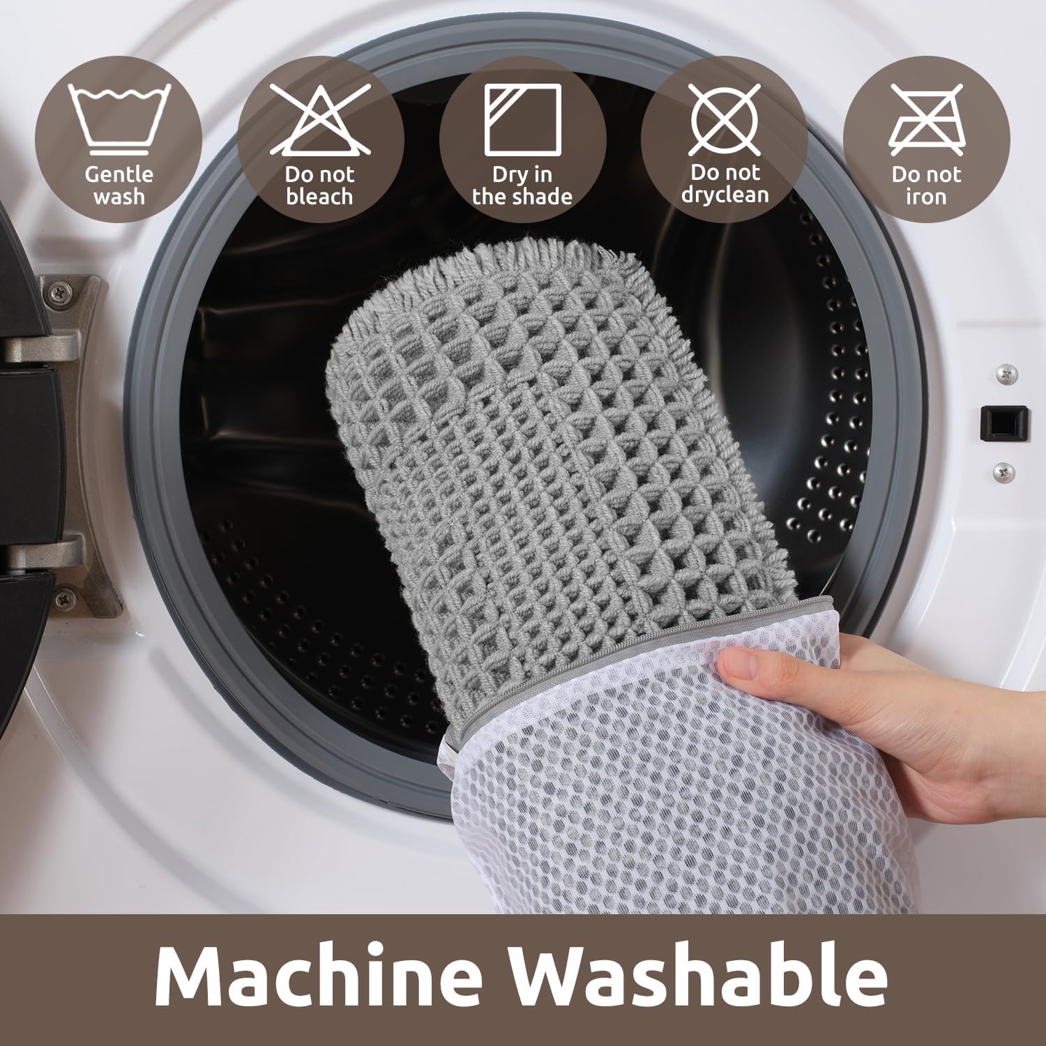 AMOAMI Waffle Bath Mat Non Slip Grey 18x30 1