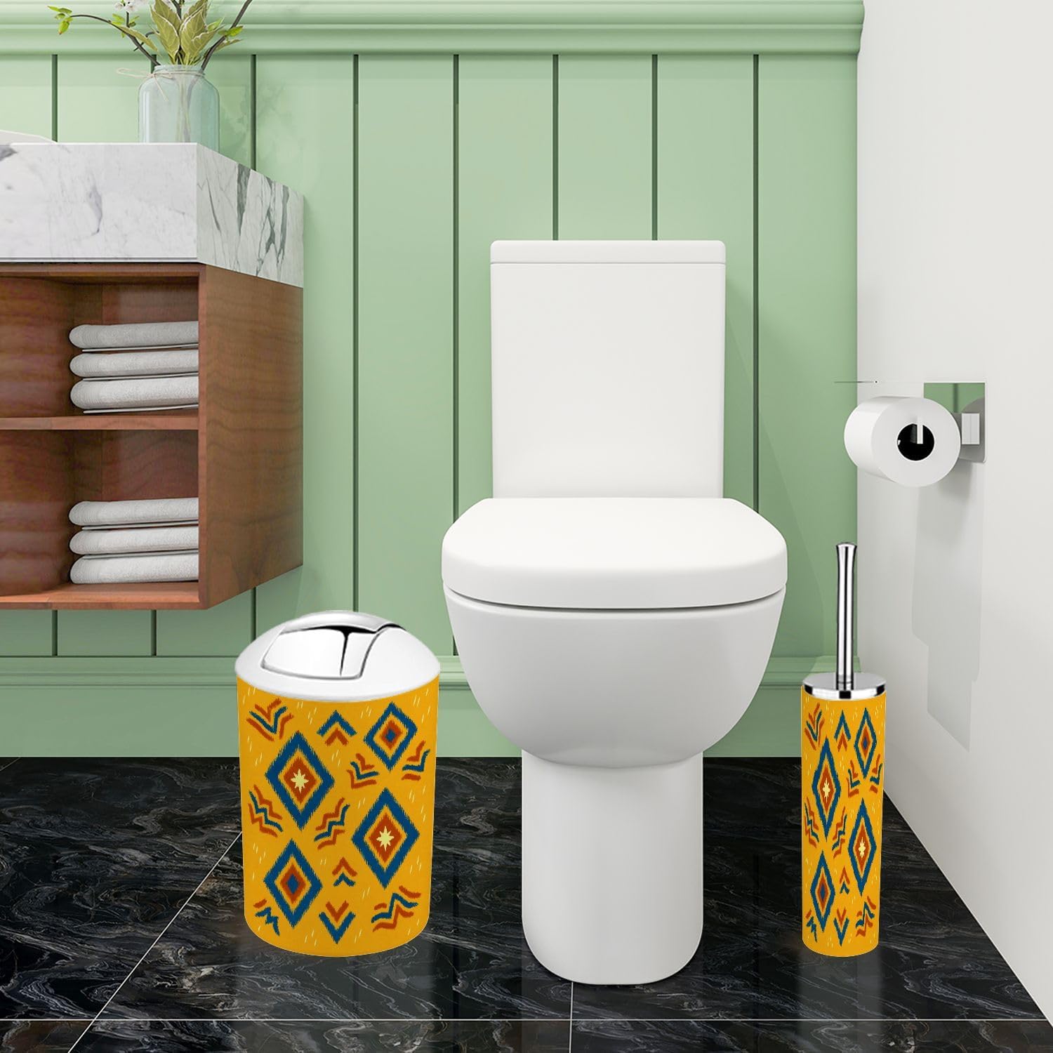 Boho Paisley Bathroom Accessory Set 6 Piece