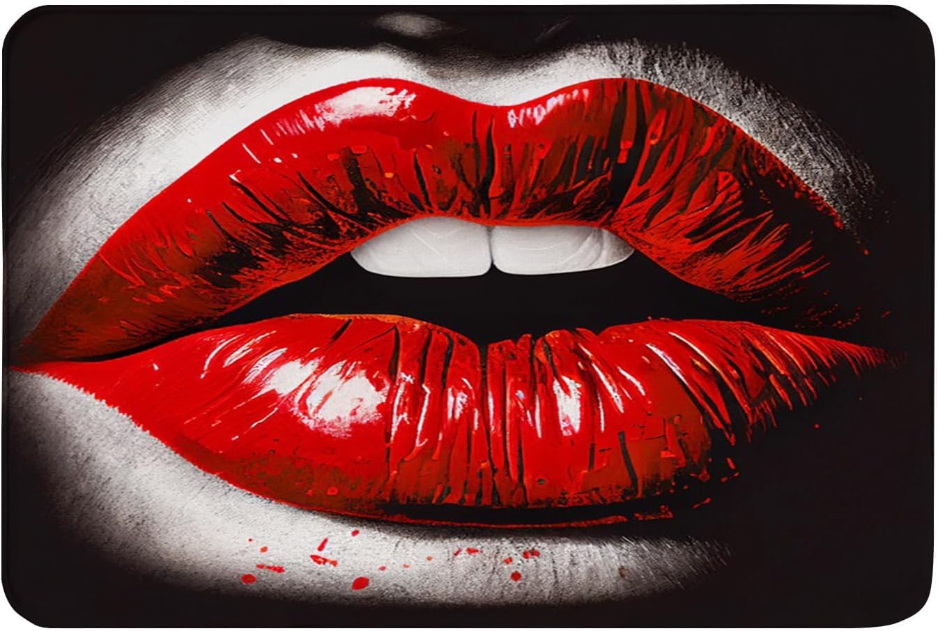 Yioniii Non-Slip Bathroom Mat 16x24inch Red Lip Pattern