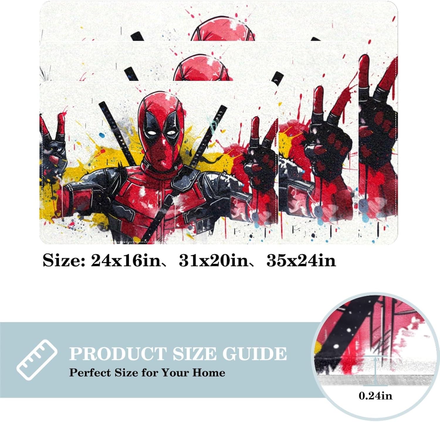 Deadpool Soft Polyester Door Mat Bath Rug Office Rug - 60x40cm