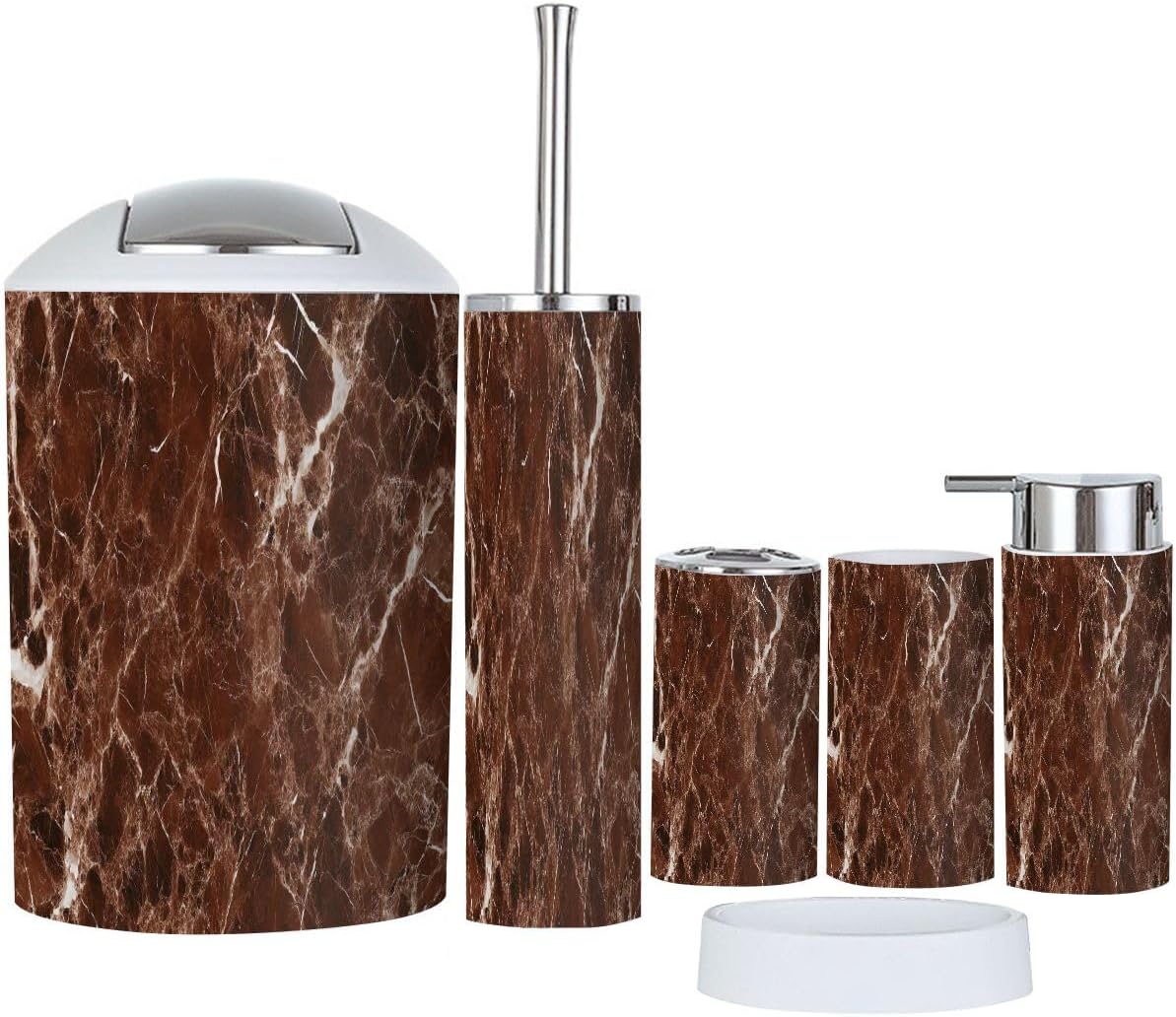Boho Brown Bathroom Accessory Set 6 Piece