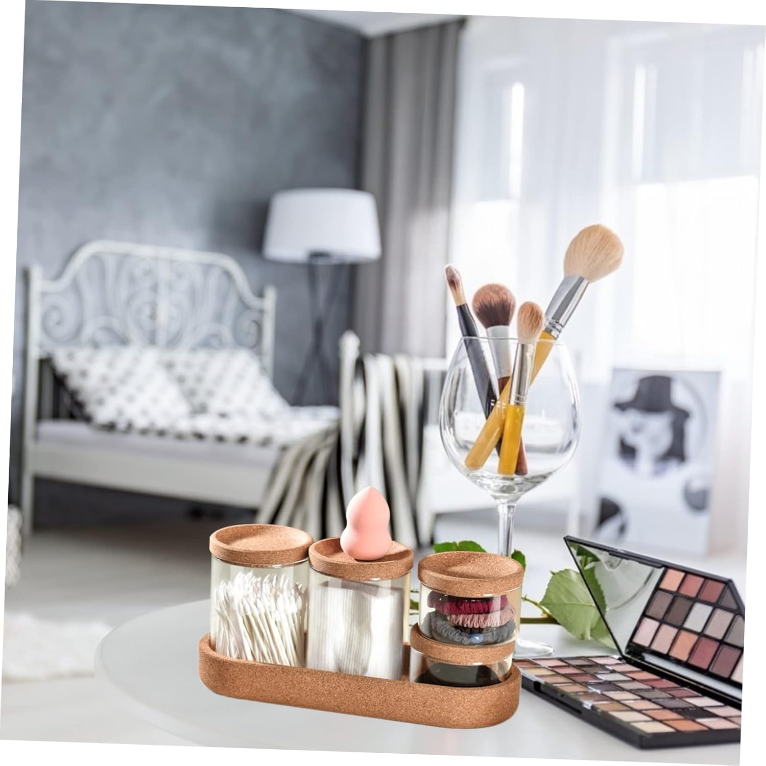 PRETYZOOM Multi-Functional Swab Jar with Lid for Bathroom and Desktop Storage