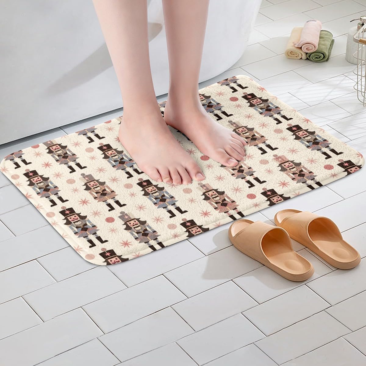 Feelyou 16x24 Inch Khaki Nutcracker Bath Mat