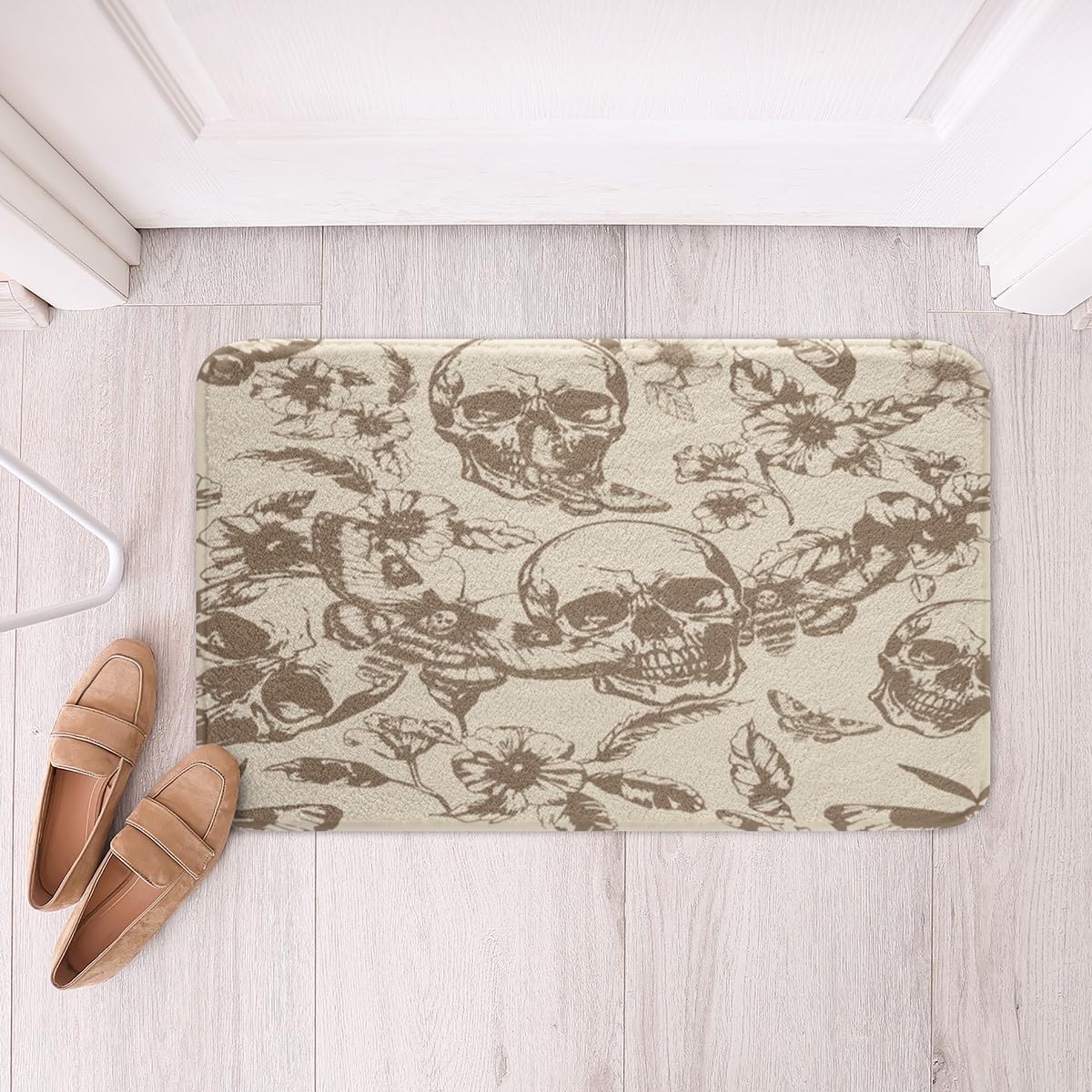 Gothic Skull Bath Rug 16x24 inch Non-Slip Microfiber
