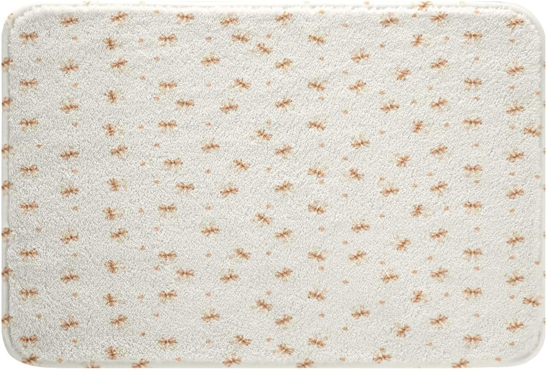 Cute Bow Bowknot Bath Rug for Kids 16x24 Inch Light Brown