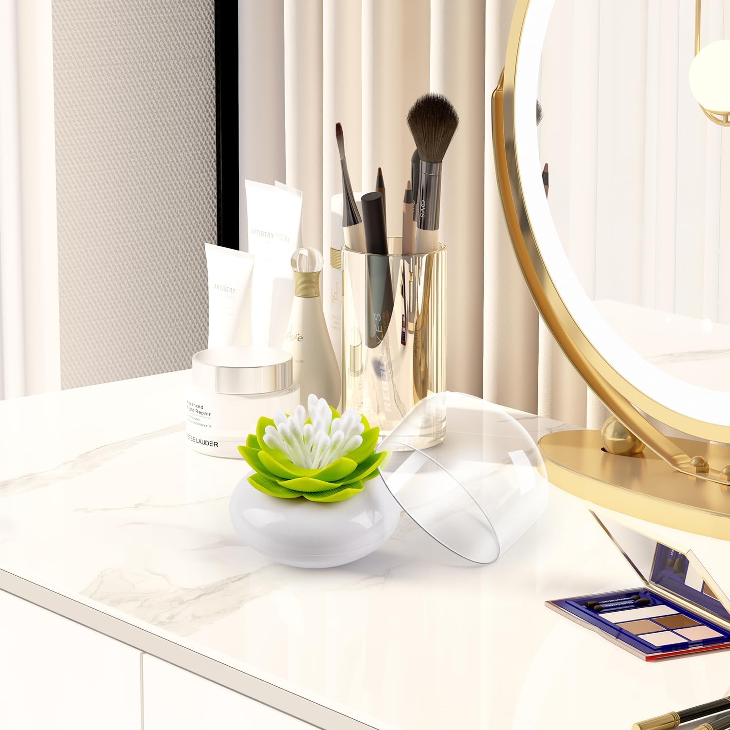 Bloss Lotus Cotton Swab Holder - Green 1