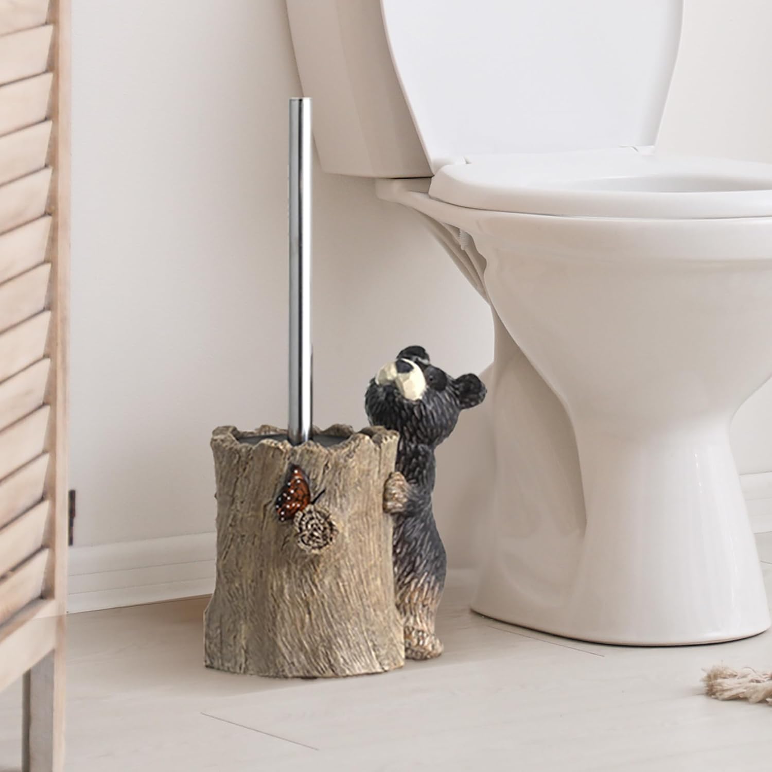 Black Bear Toilet Brush Holder Set 1