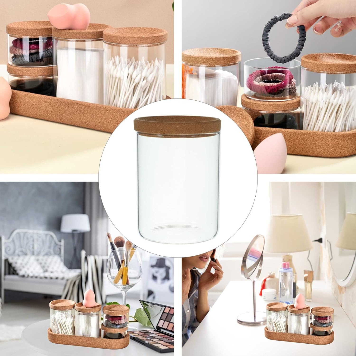 Alipis Glass Cotton Ball Holder Bathroom Jars with Lids