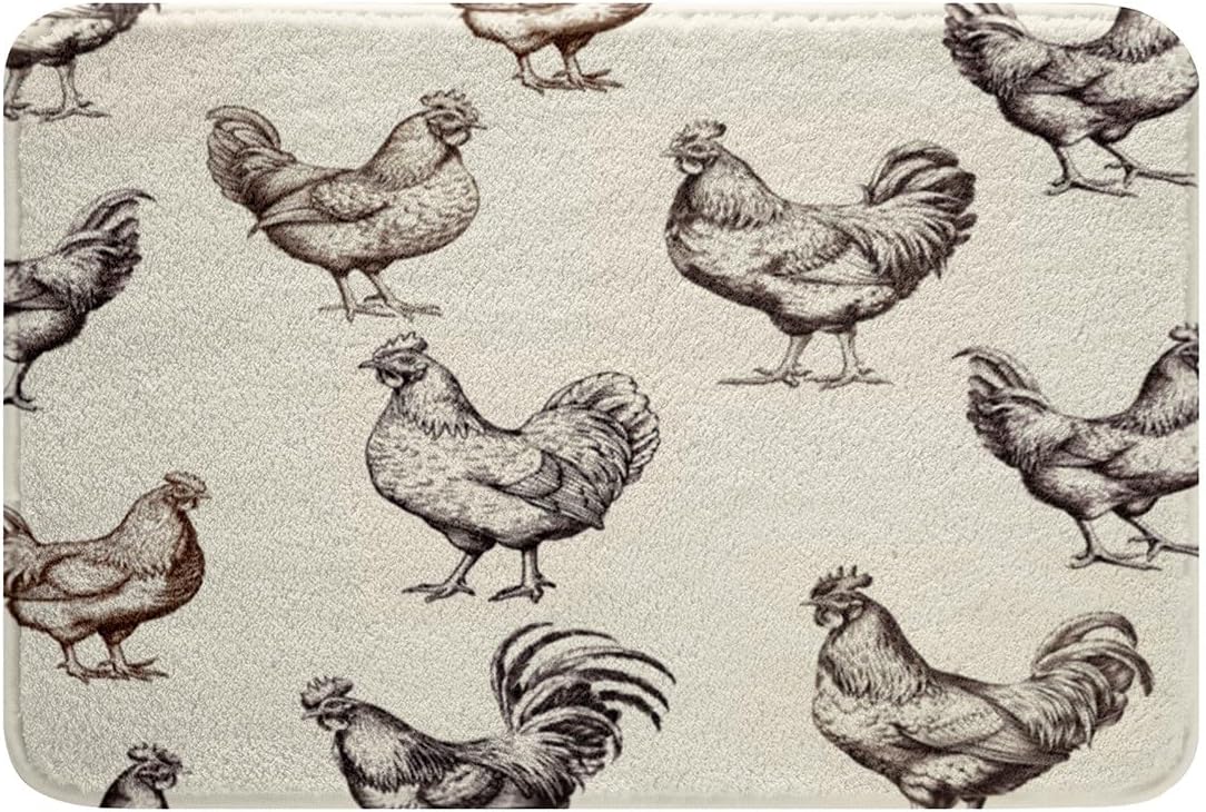 Feelyou 3D Printed Chicken Rooster Bath Mat 16x24 Inch