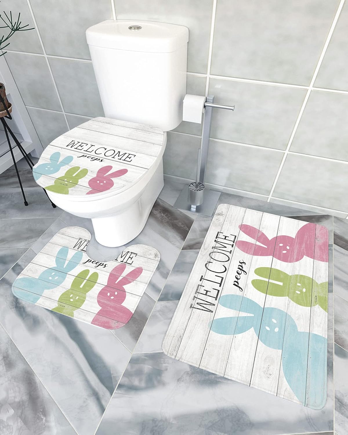 YESOF66 3 Piece Bath Rug Set with Non-Slip Design