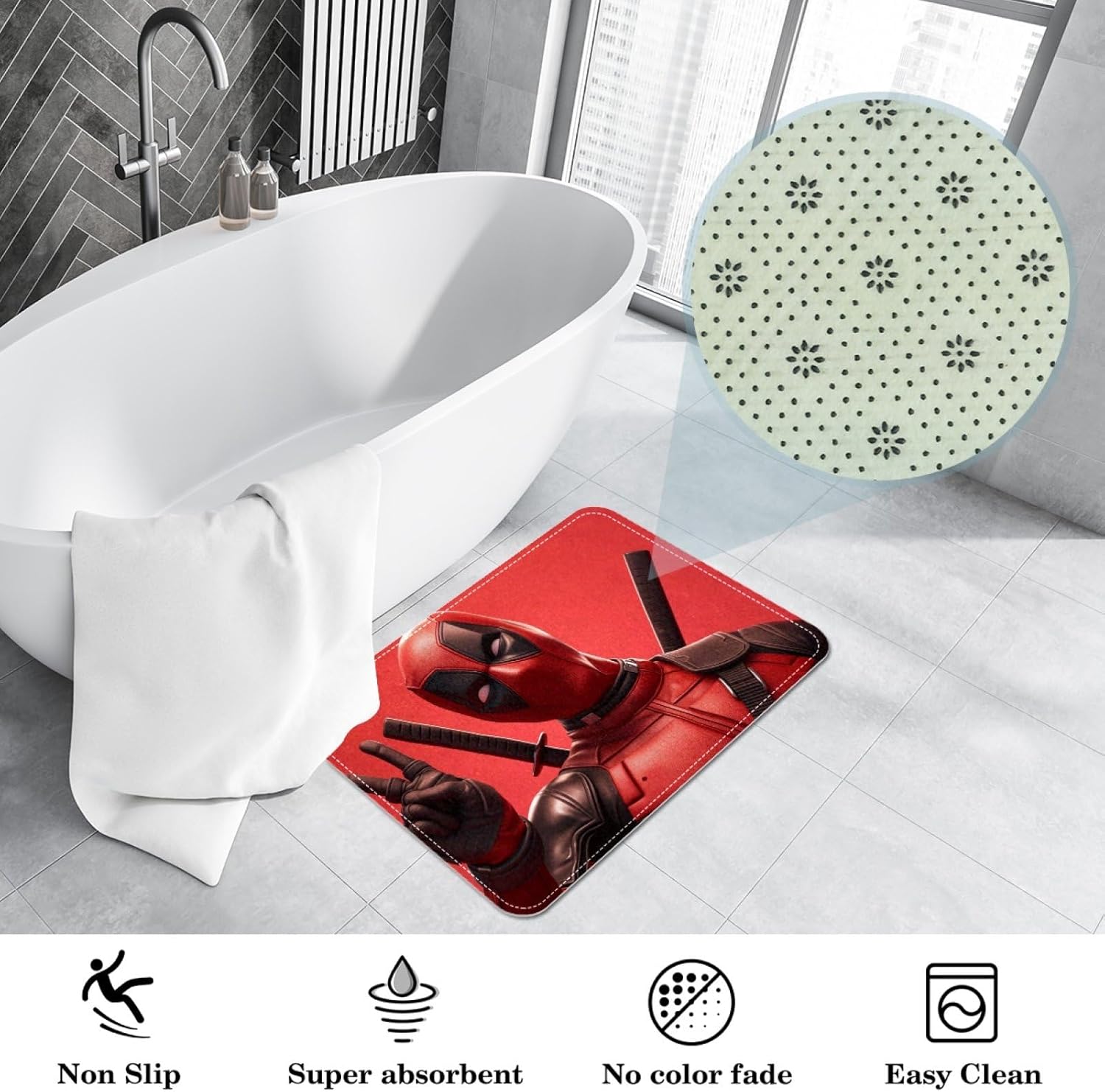 Deadpool Door Carpet Bath Rug 60x40cm