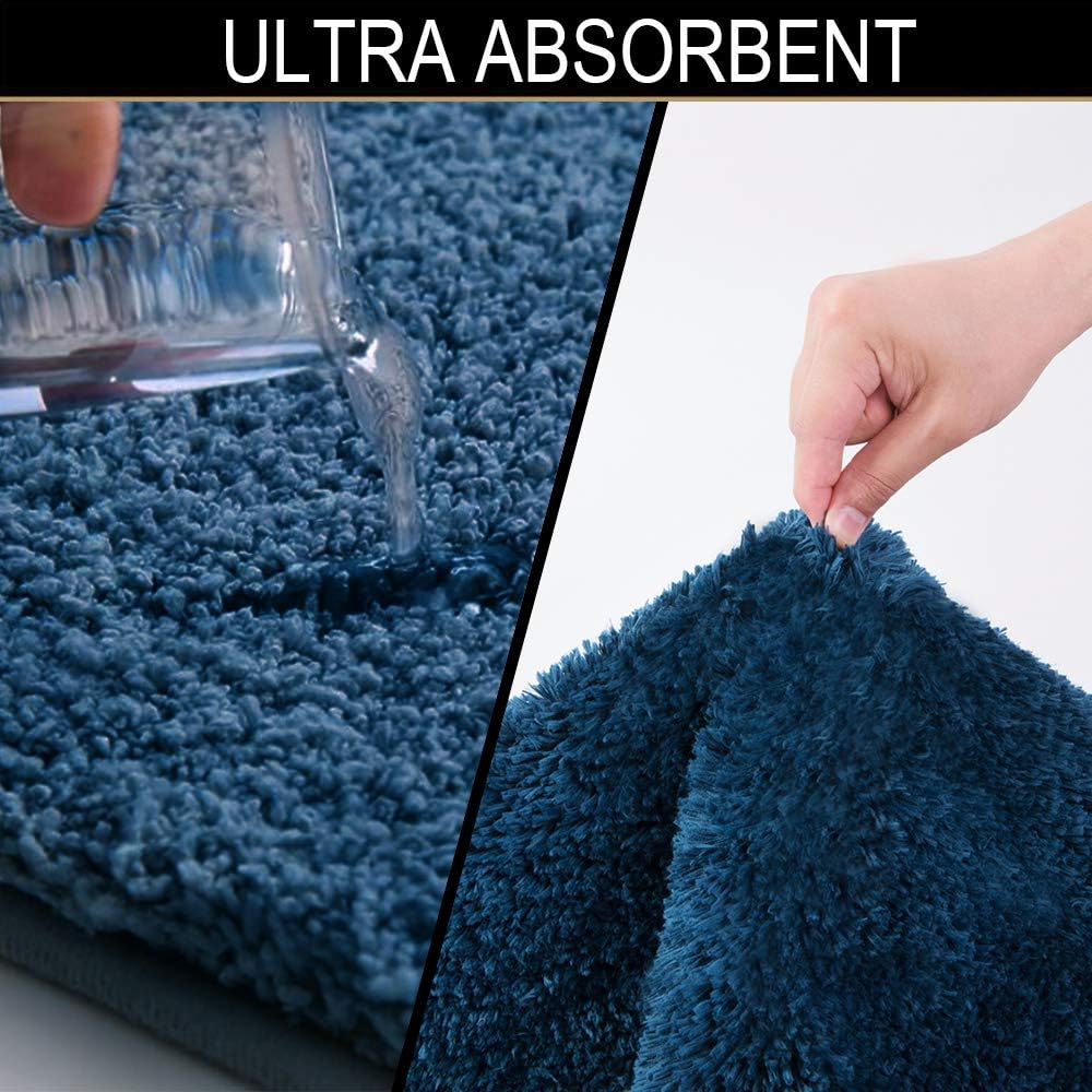 Walensee Bath Rug Set - 2 Piece Shaggy Navy Mats