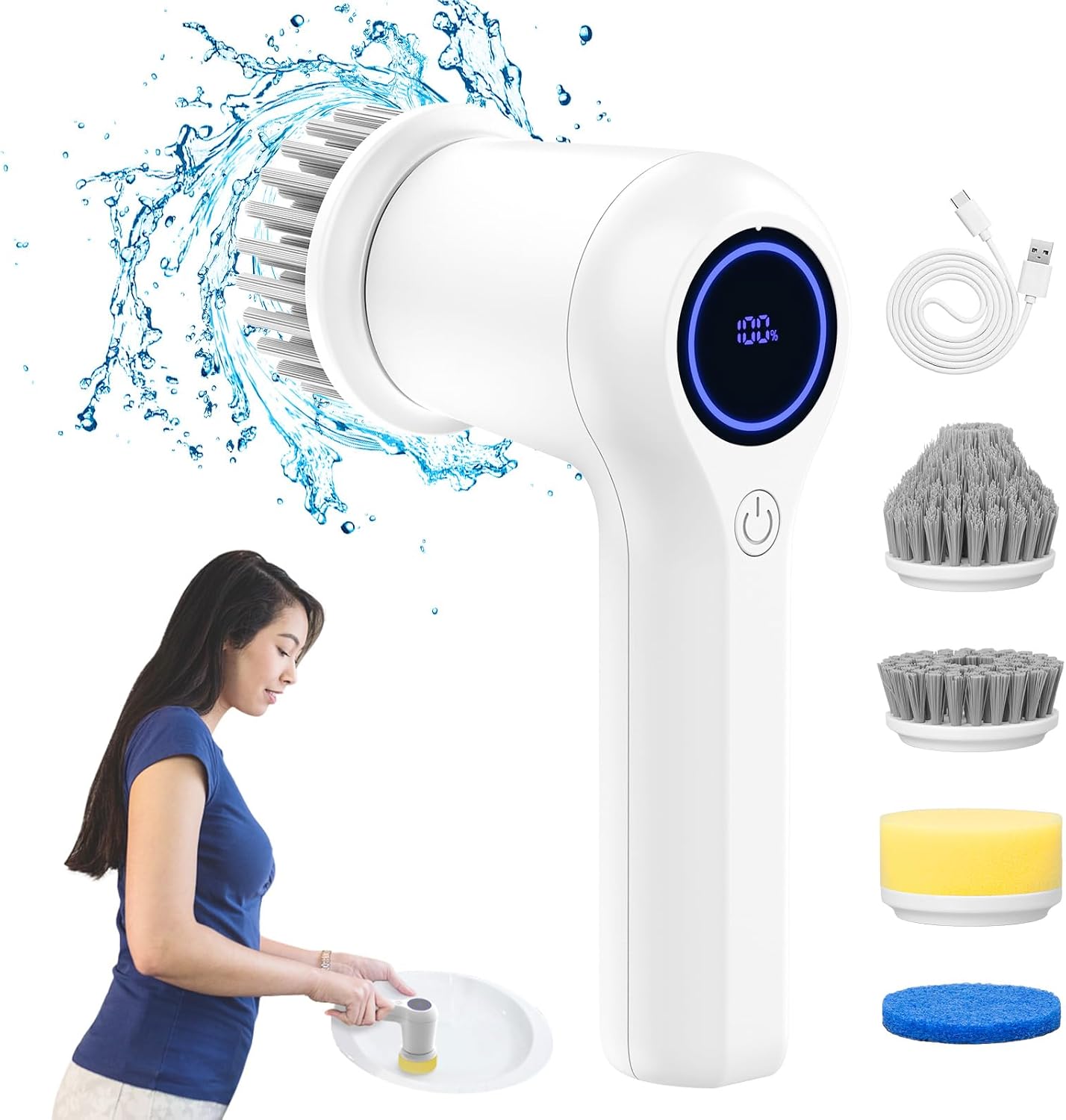 Smiling Shark Cordless Electric Spin Scrubber with LED Display 1