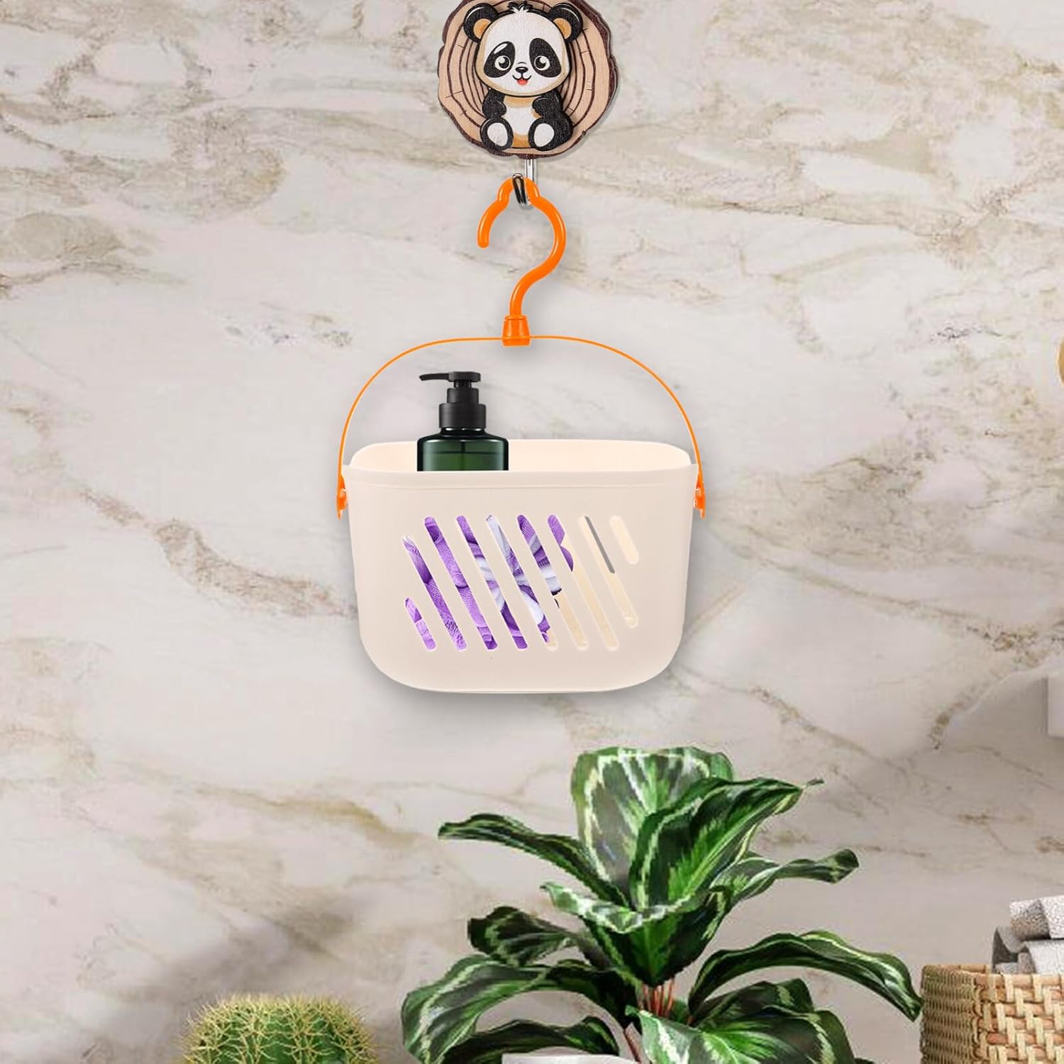 Ciieeo Hanging Shower Basket with Hooks and Drainage