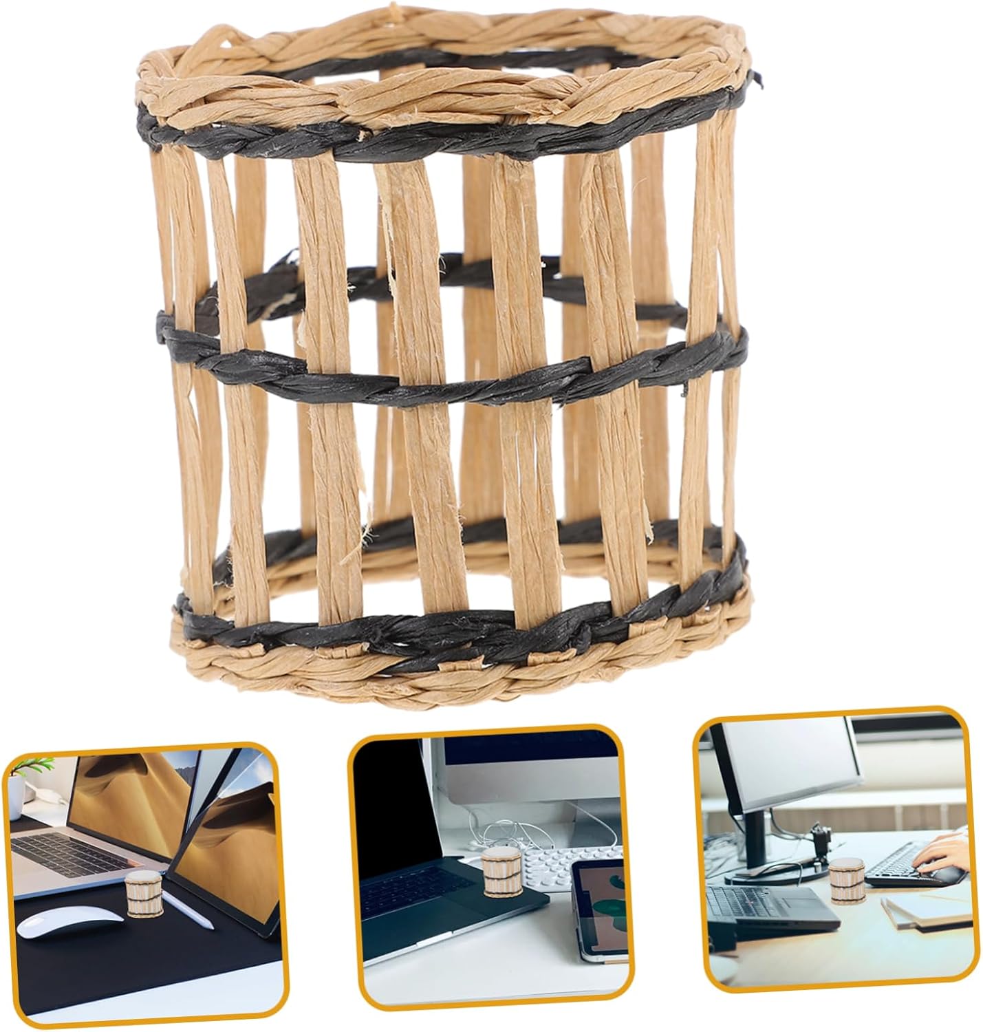 Hoement Woven Straw Cup Sleeve Holder for Glass and Plastic Bottles 1
