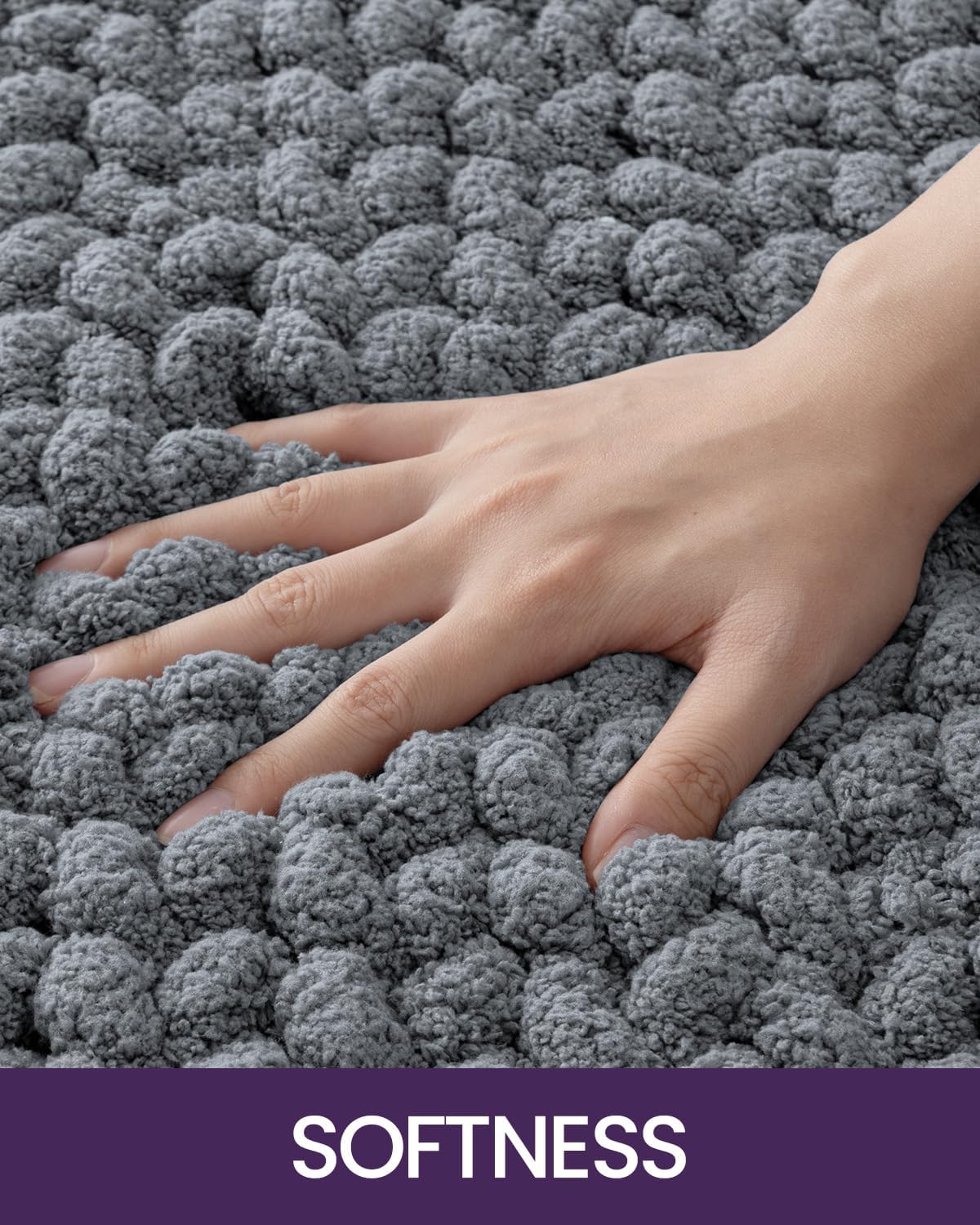 DEXI Dark Grey 24x36 Bath Rug Non Slip Plush Mat