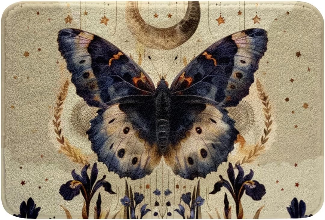 RezsoyeN Butterfly Bath Rug 16x24 Non-Slip