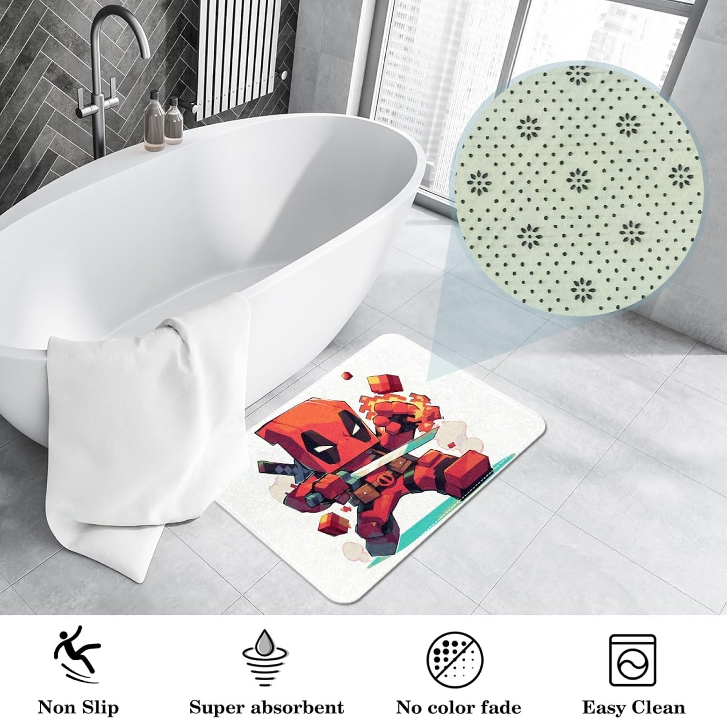 Deadpool Bath Rug - 3 Sizes Machine Washable