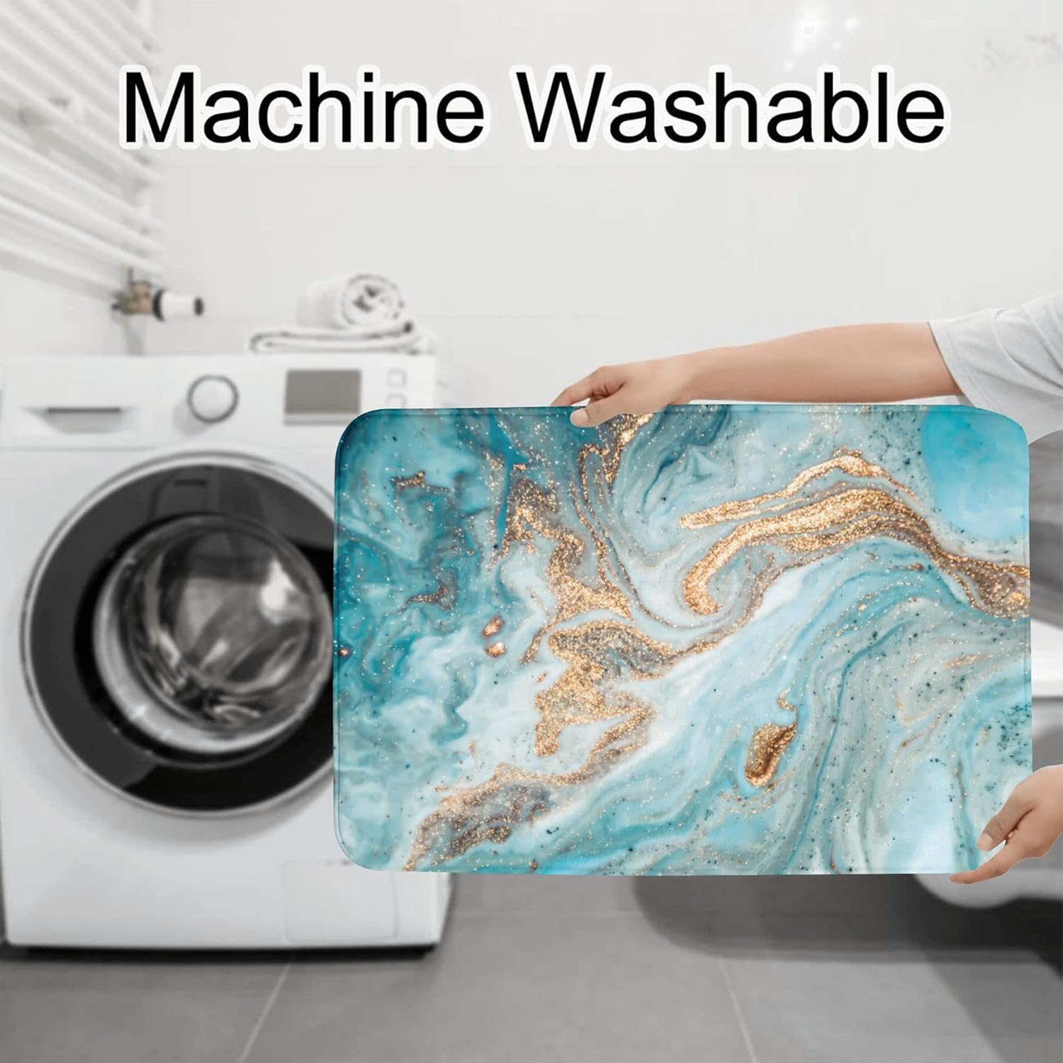 Luxury Turquoise Marble 3 Piece Bath Mat Set