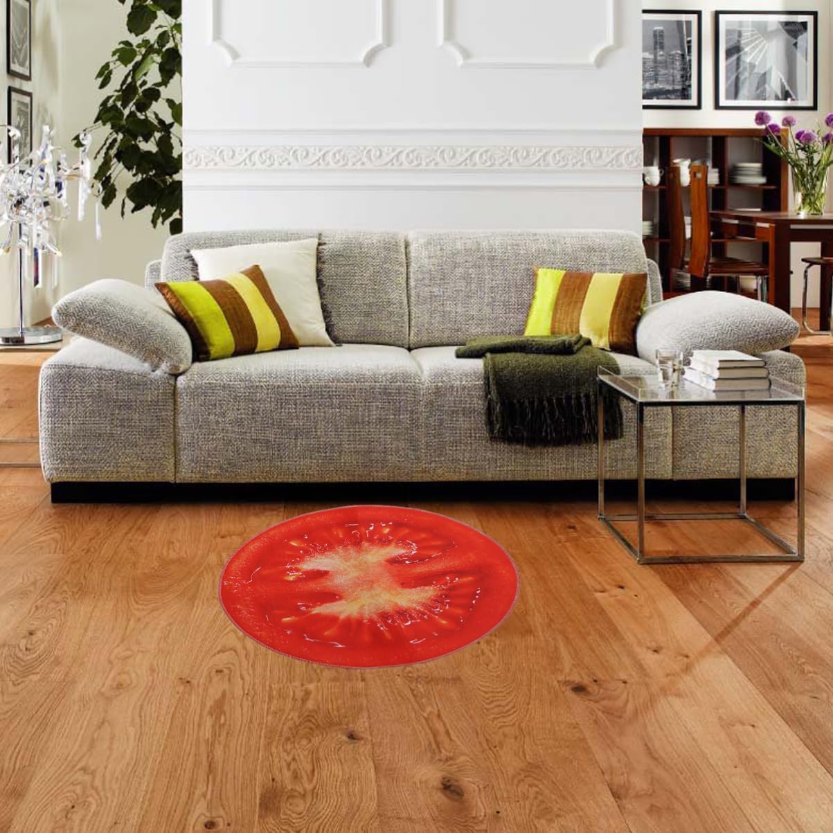 ULTECHNOVO Round Non Slip Fruit Pattern Bath Rug