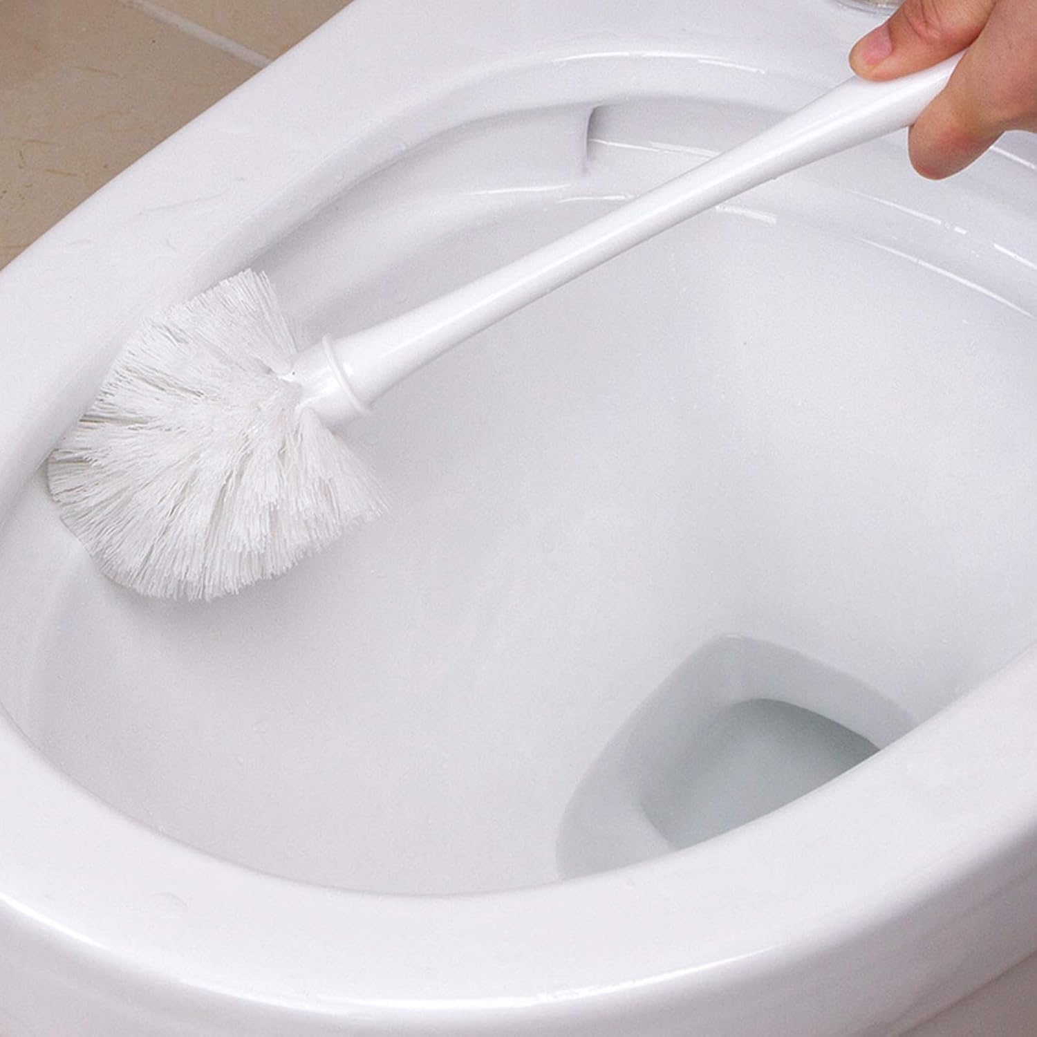 YQBUER Toilet Brush with Holder and Dredge - White Deep Cleaning Kit