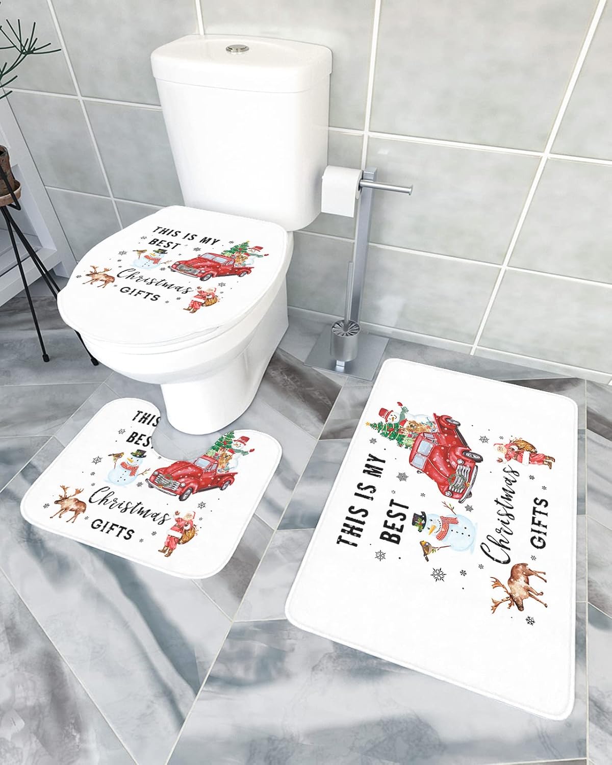 YESOF66 3 Piece Bathroom Rug Set with Non-Slip Toilet Cover 1