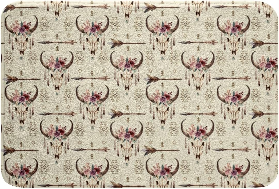 Feelyou Western Longhorn Cow Skull Bath Rug for Kids 16x24