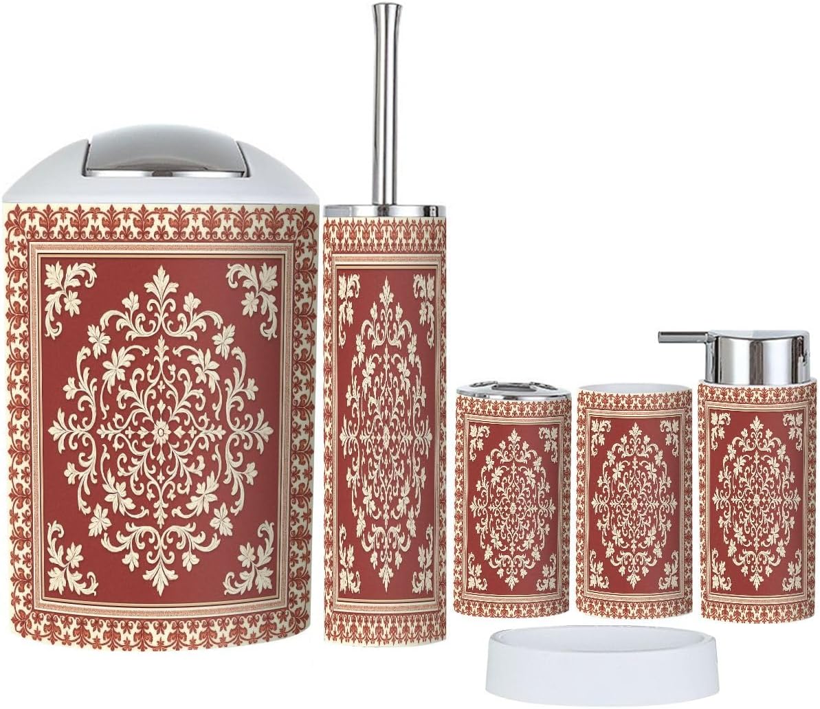 Boho Bathroom Accessory Set 6 Piece Modern Design