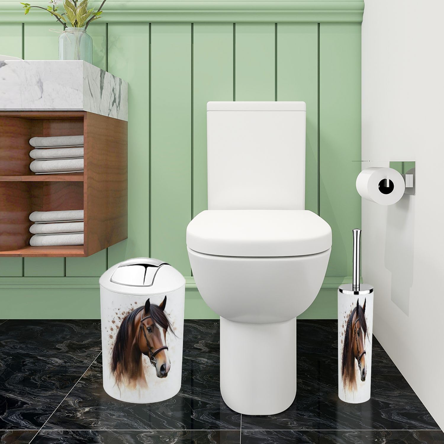 Boho Horse Head Bathroom Accessory Set 6 Piece 1